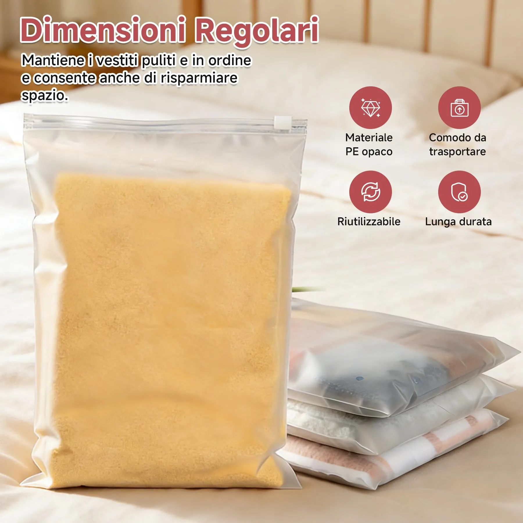 Engelblick DE Sacchetti per Vestiti con Zip 30x40cm, 25 Pezzi, Borse da Viaggio in Plastica Smerigliata, Organizer Riutilizzabili per Indumenti e Scarpe - immagine 6