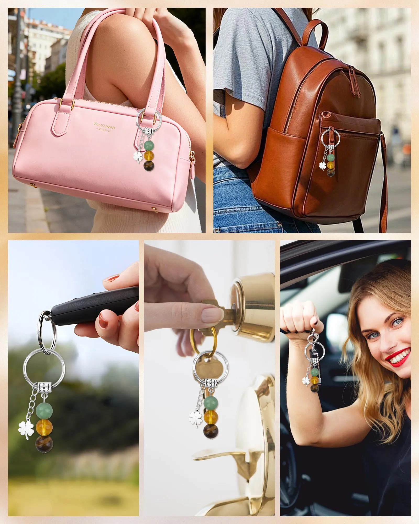 Cheerslife Portachiavi Personalizzato in Cristalli Naturali 10mm - immagine 5