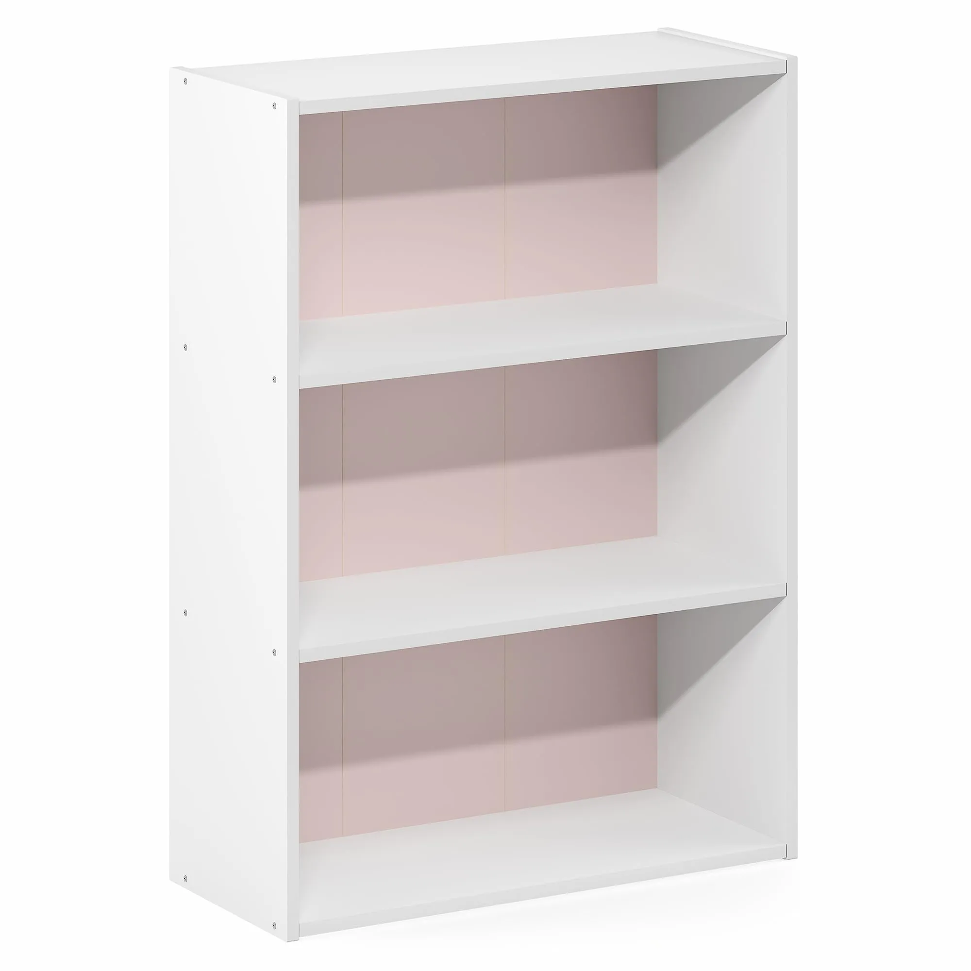 Furinno Pasir Libreria a 3 Ripiani, Bianco/Rosa Pastello - immagine 7