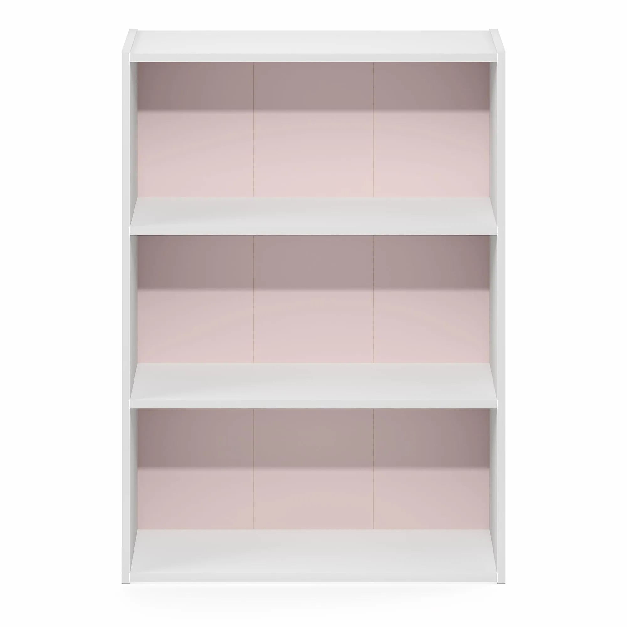Furinno Pasir Libreria a 3 Ripiani, Bianco/Rosa Pastello - immagine 8