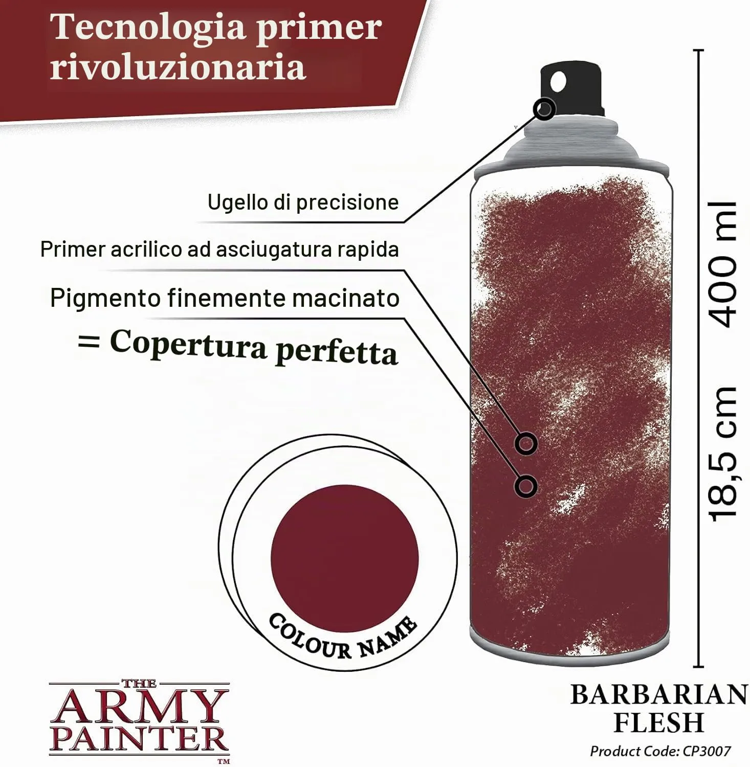 The Army Painter Colour Primer Spray Acrylic Barbarian Flesh 400 ml - immagine 3