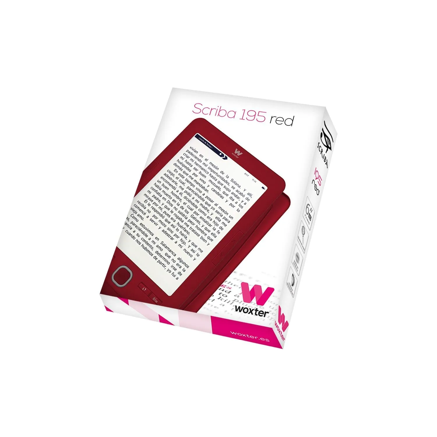 Woxter Scriba 195 E-Book Reader 6" 4 GB e-Ink Rosso - immagine 8