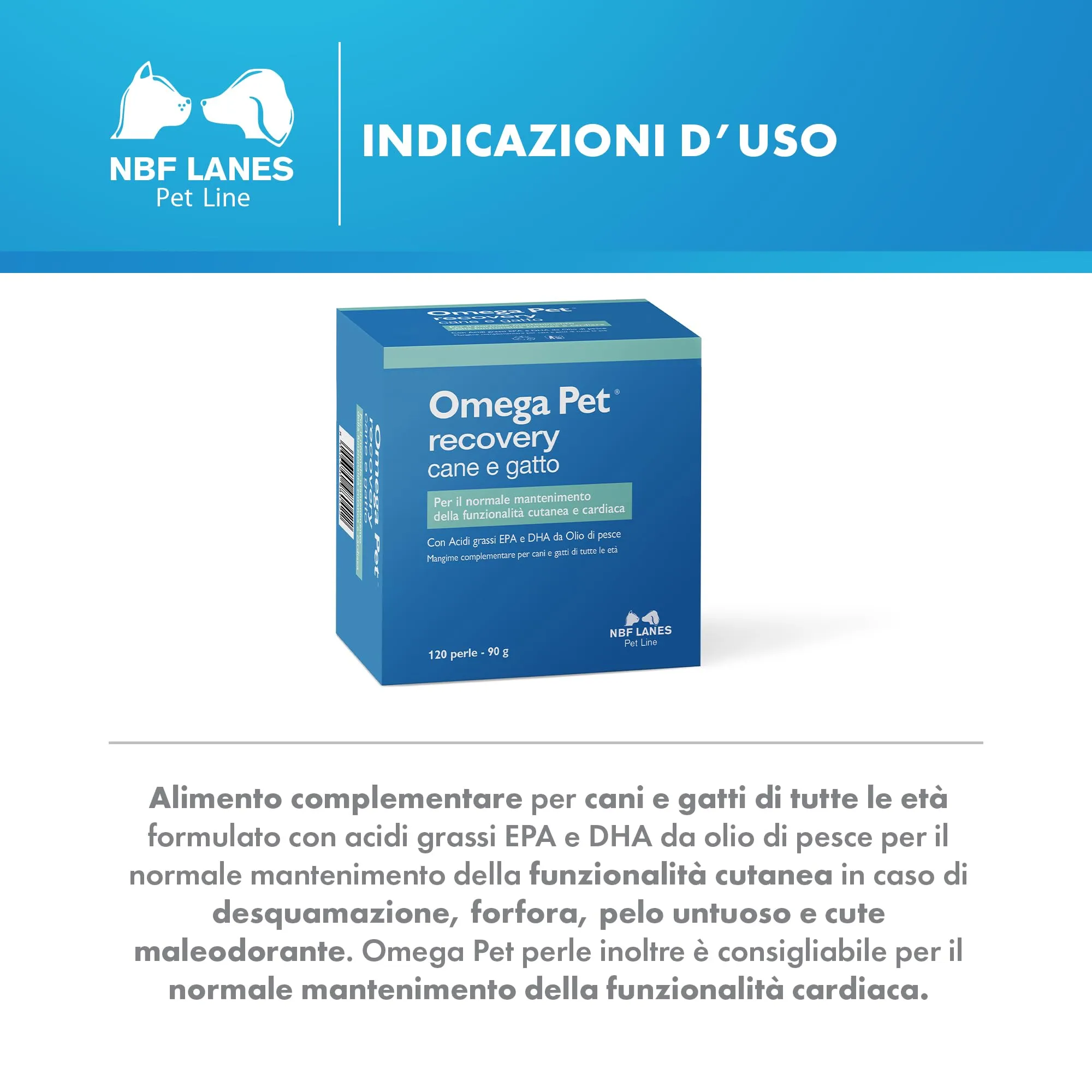 NBF Lanes Omega Pet per Cani e Gatti, 120 Perle - immagine 3