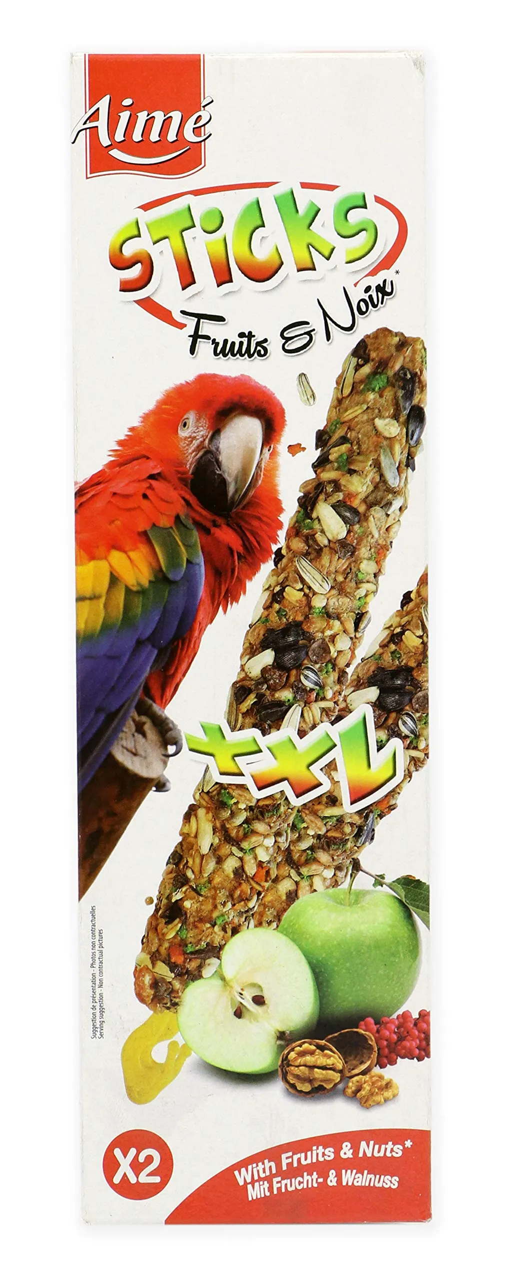 Aimé Bacchette di frutta e noci per pappagalli, 2 pezzi XXL, 150 g - immagine 2