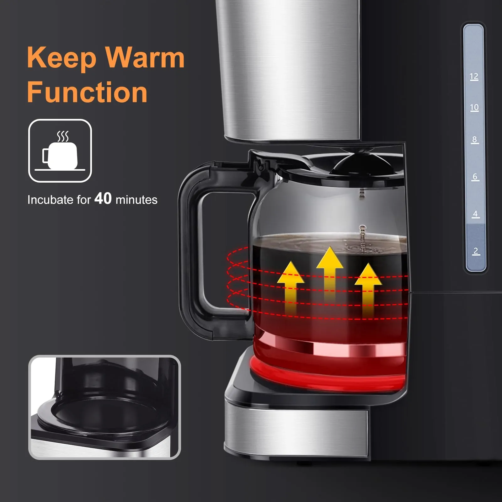 Taylor Swoden Darcy Macchina da caffè Americano 950W, 12 tazze, 1.5L, filtro riutilizzabile, timer e sistema antigoccia - immagine 4