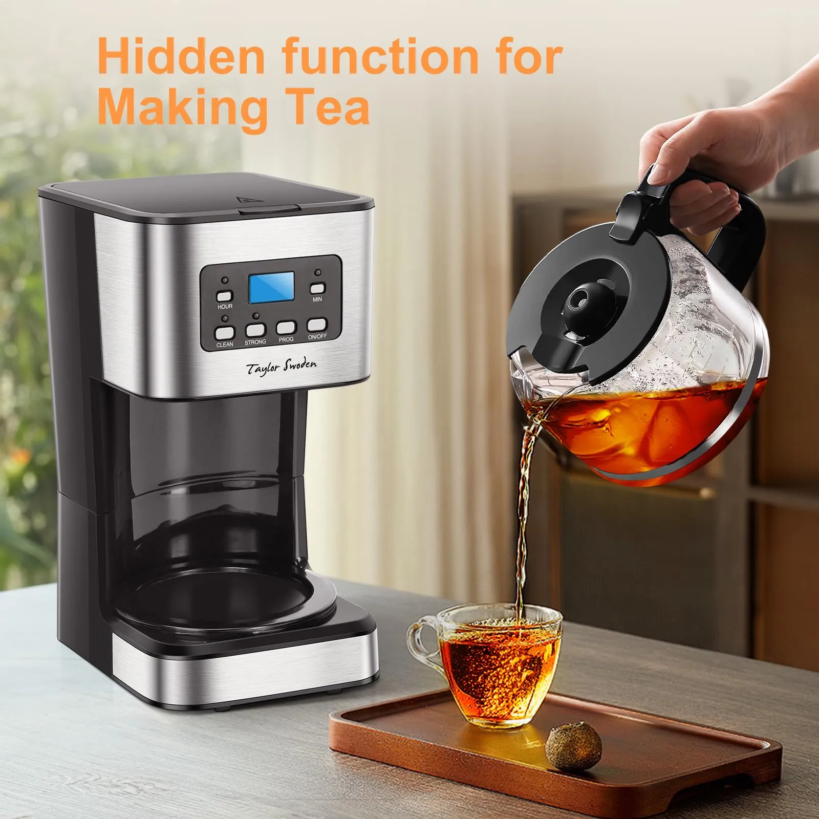Taylor Swoden Darcy Macchina da caffè Americano 950W, 12 tazze, 1.5L, filtro riutilizzabile, timer e sistema antigoccia - immagine 7