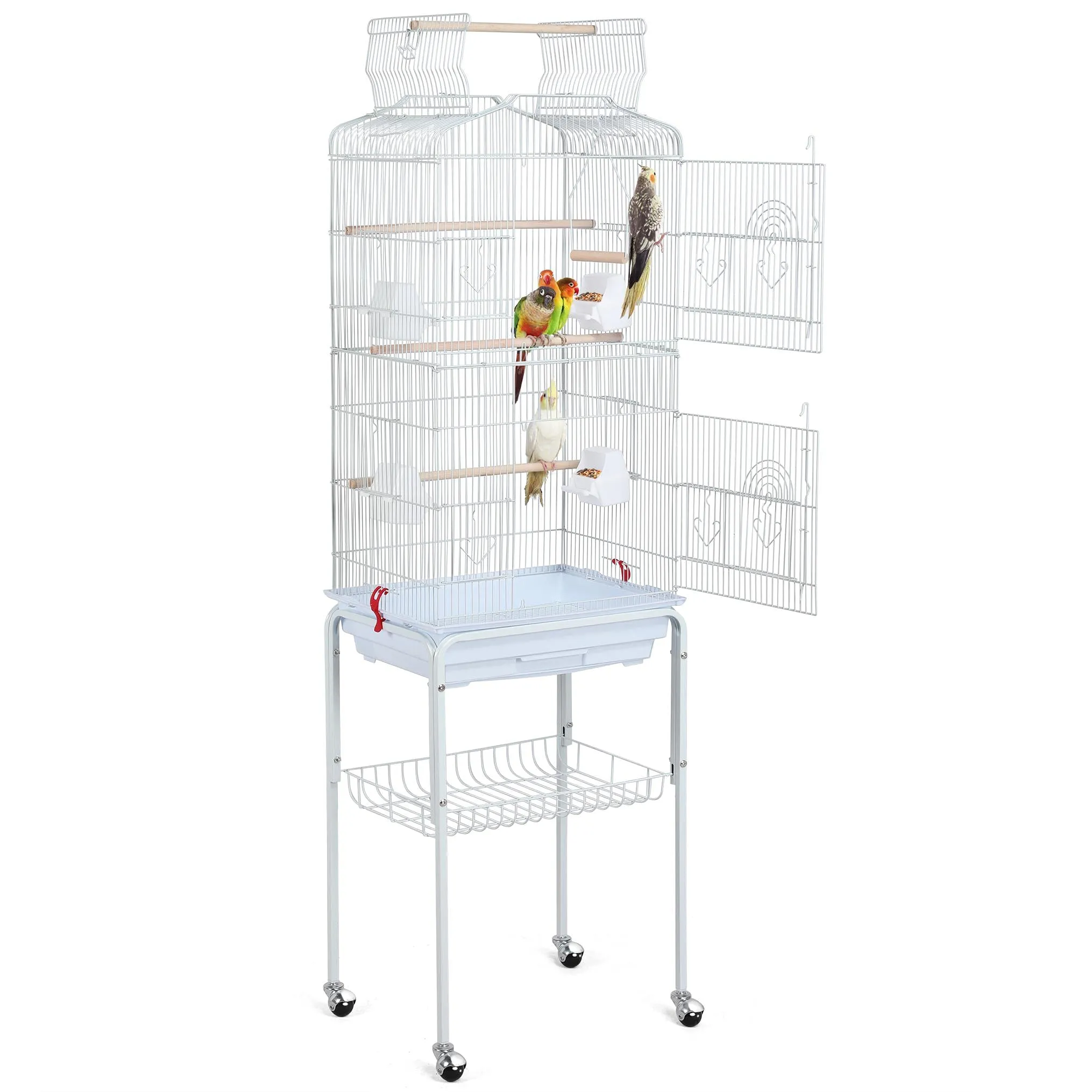 Yaheetech Gabbia per Uccelli con Tetto Apribile, 46 x 35,3 x 156 cm, Bianco - immagine 1