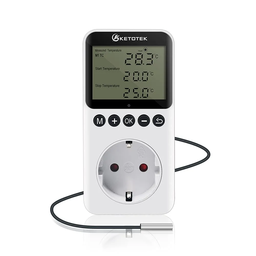 KETOTEK KT3200 Presa Termostato Temporizador Giorno Notte Regolatore di Temperatura Digitale con Sonda 220V - immagine 1