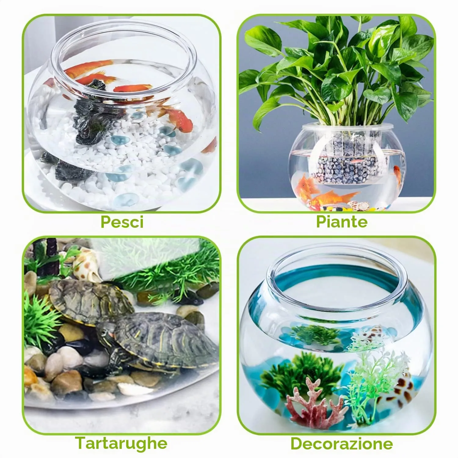 Nobleza Boccia Pesci 20cm in PVC a Forma di Sfera, Vaso Ciotola Acquario Decori - immagine 2