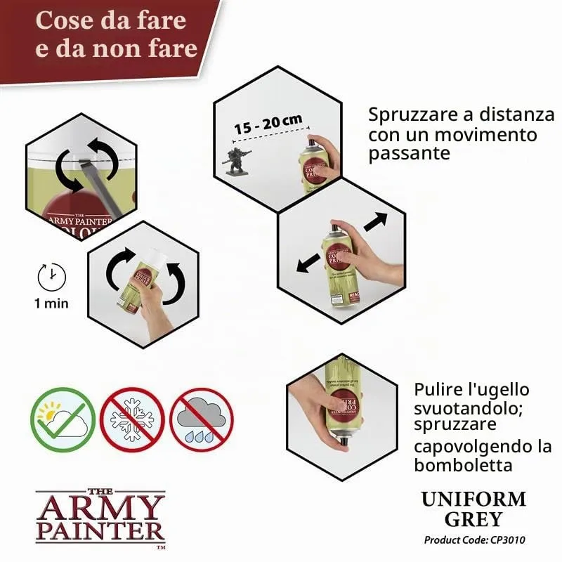 The Army Painter Colour Primer Uniform Grey, 400 ml Spray Acrylic - immagine 6