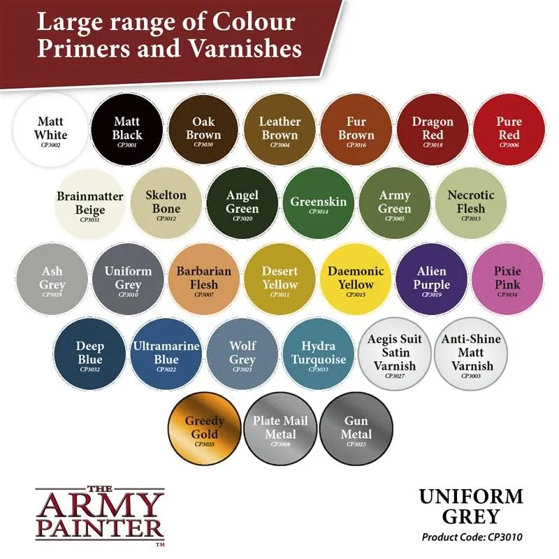 The Army Painter Colour Primer Uniform Grey, 400 ml Spray Acrylic - immagine 7