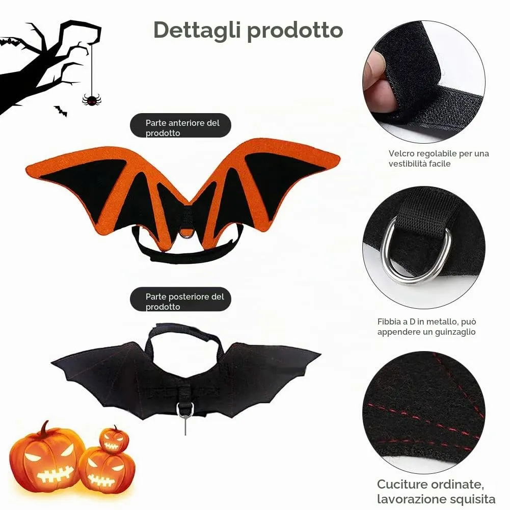Butyeak Costume da Pipistrello per Cani e Gatti, Ali di Halloween per Animali Domestici, Taglia Piccola - immagine 4