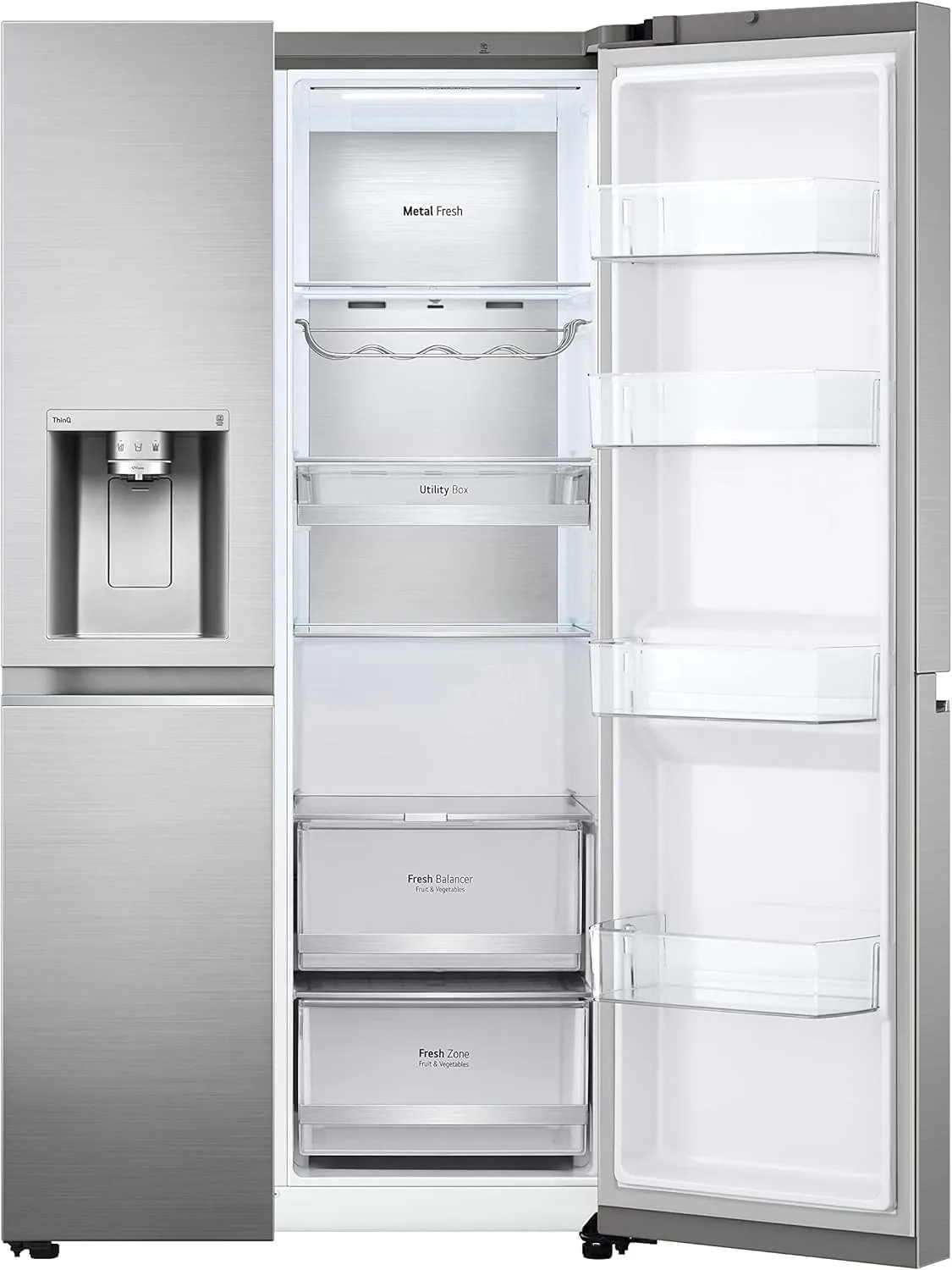 LG GSLV90PZAD Frigorifero Side-by-Side Americano Total No Frost, 635 l, Wi-Fi, Door & Linear Cooling, Dispenser Acqua e Ghiaccio, UVnano, Inox - immagine 2