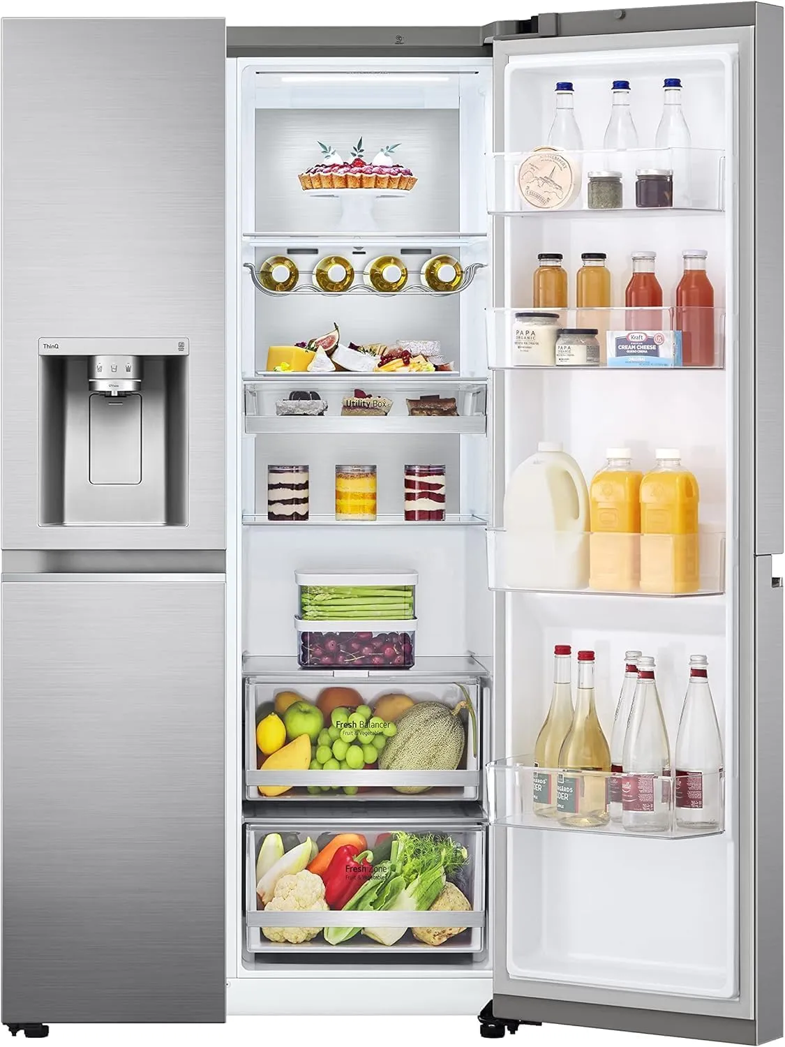 LG GSLV90PZAD Frigorifero Side-by-Side Americano Total No Frost, 635 l, Wi-Fi, Door & Linear Cooling, Dispenser Acqua e Ghiaccio, UVnano, Inox - immagine 4