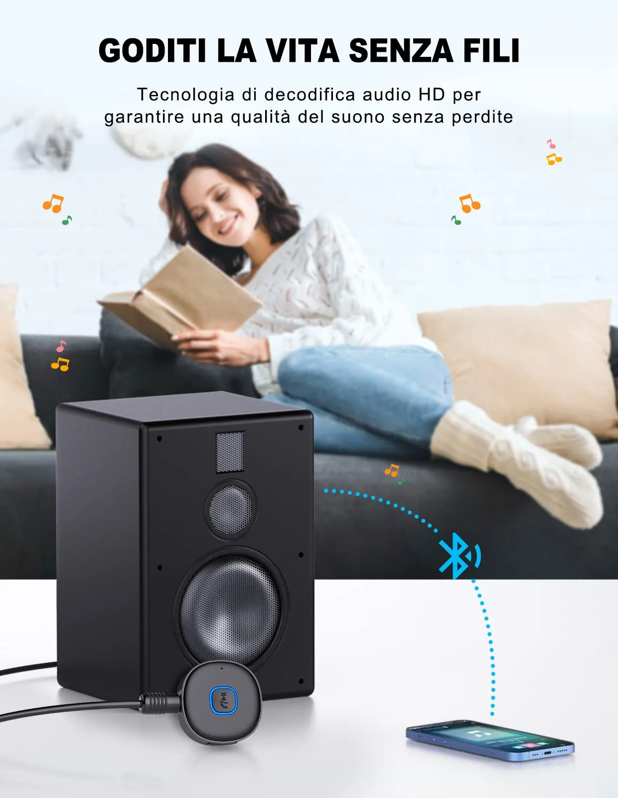 Mohard Ricevitore Bluetooth 5.3 Mini Aux Jack 3.5 mm Stereo - immagine 2