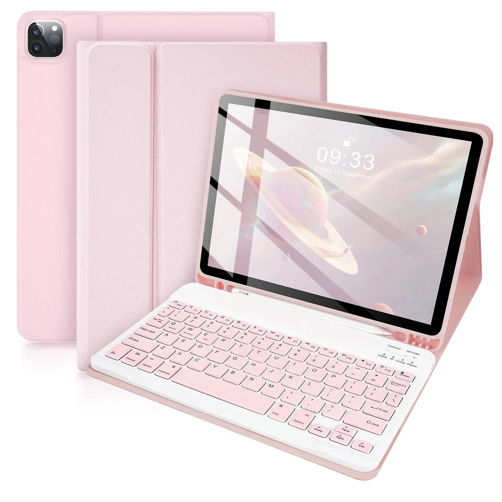 SOPPY Custodia con Tastiera Staccabile per iPad Air 11 pollici (M3 2025 / M2 2024 / 4a / 5a) e iPad Pro 11 pollici, Slot per Penna, Rosa - immagine 1