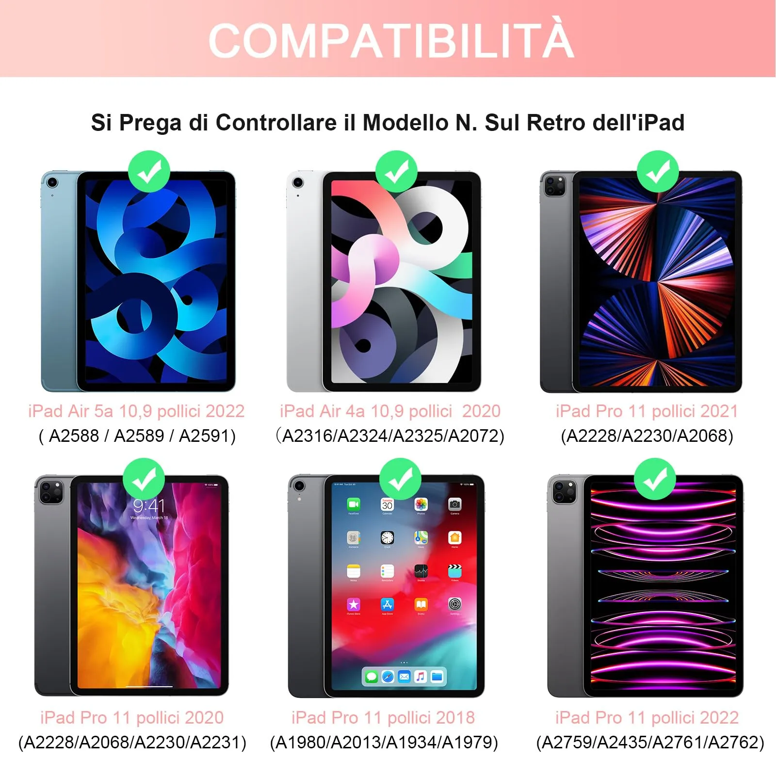 SOPPY Custodia con Tastiera Staccabile per iPad Air 11 pollici (M3 2025 / M2 2024 / 4a / 5a) e iPad Pro 11 pollici, Slot per Penna, Rosa - immagine 2
