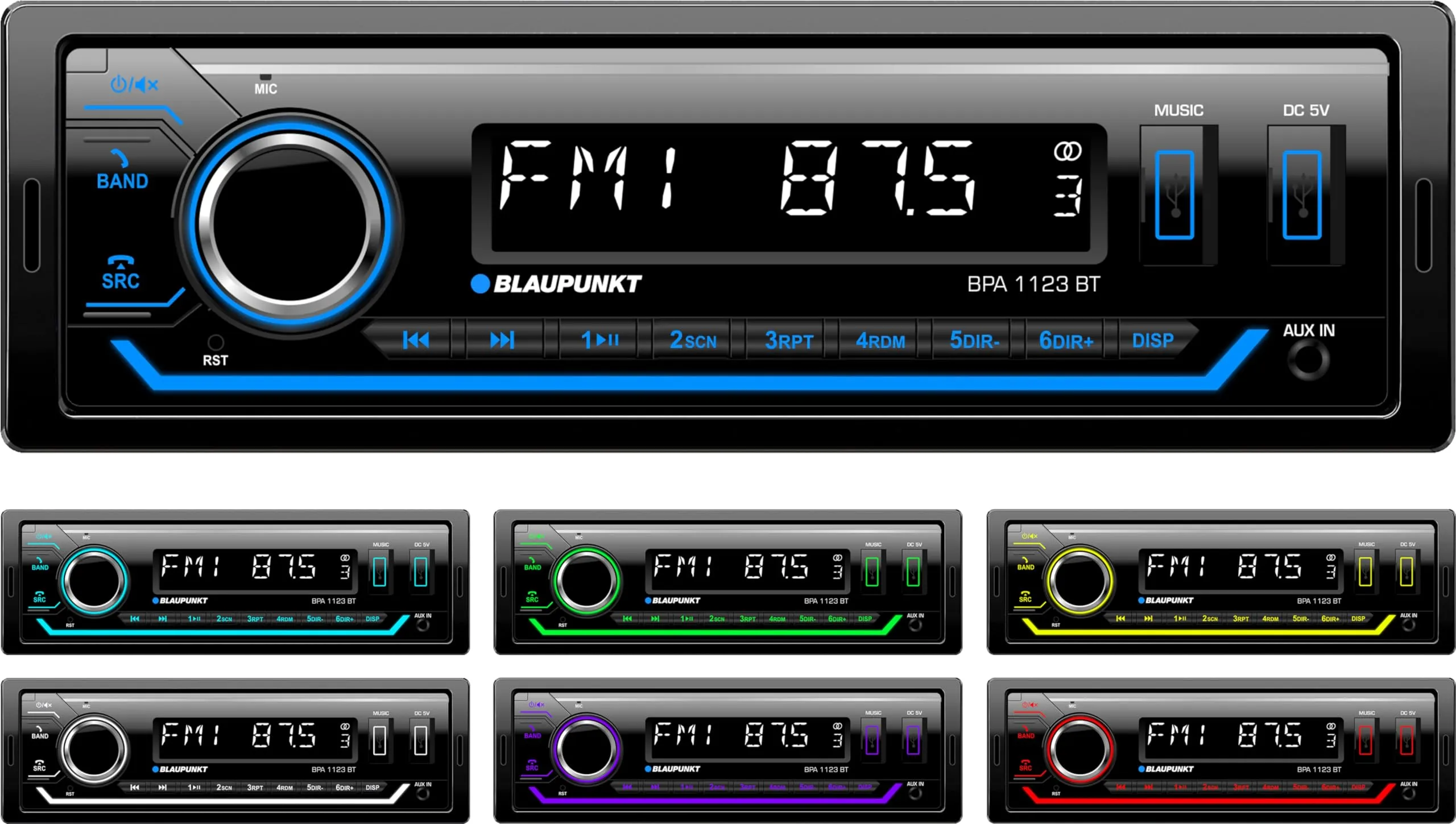 Blaupunkt BPA1123BT Autoradio Multicolor con RDS, Bluetooth, 2 x USB - immagine 2