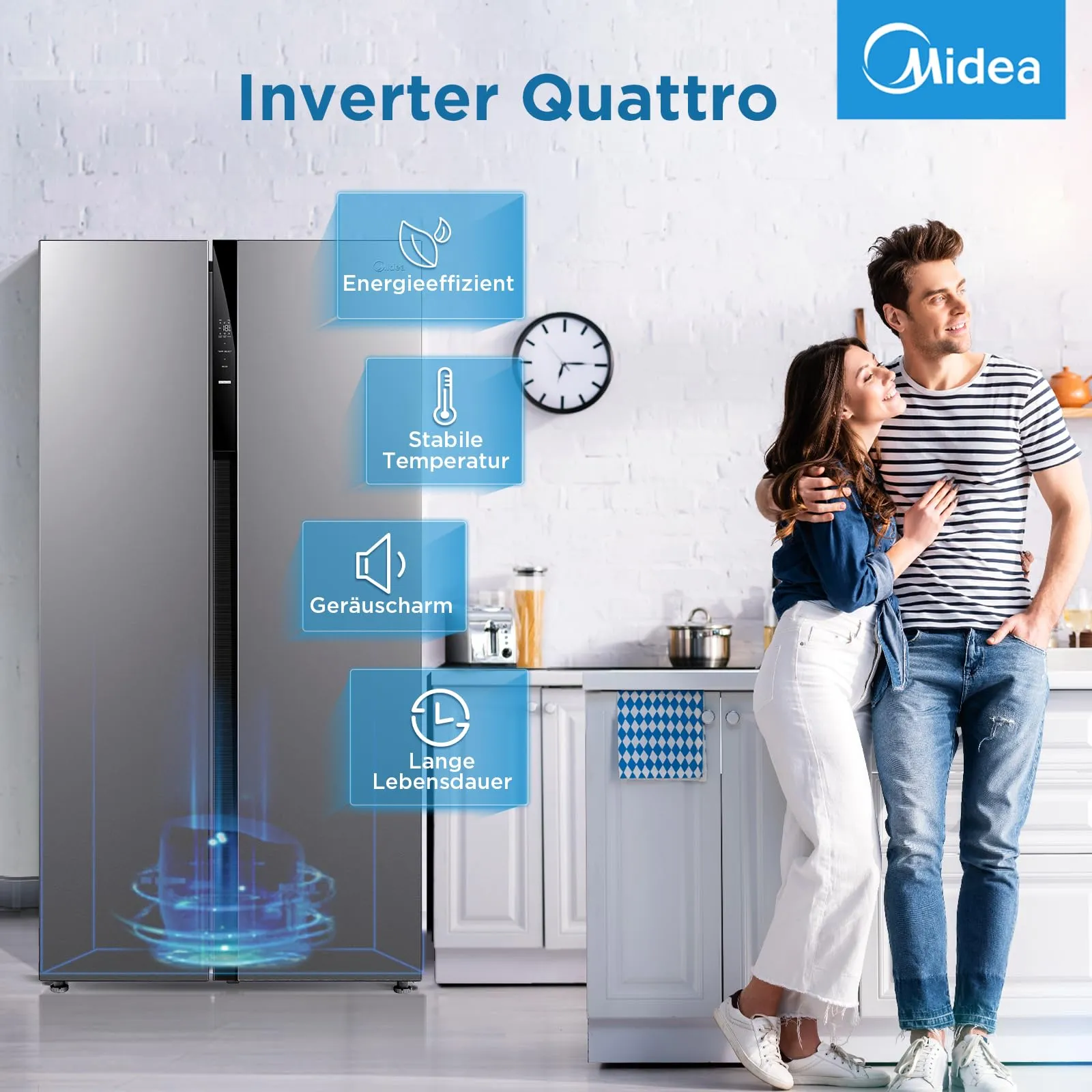 Midea Side by Side Refrigerator 548L Total No Frost MERS530FGE02 - immagine 2