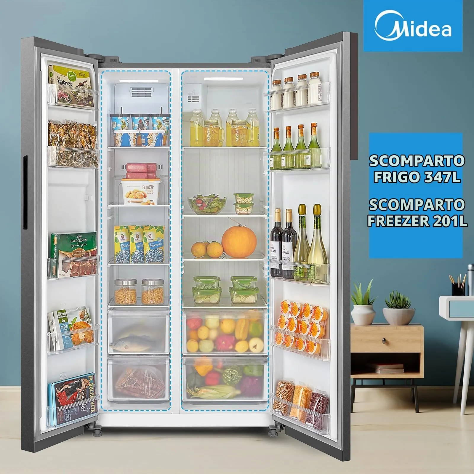 Midea Side by Side Refrigerator 548L Total No Frost MERS530FGE02 - immagine 3