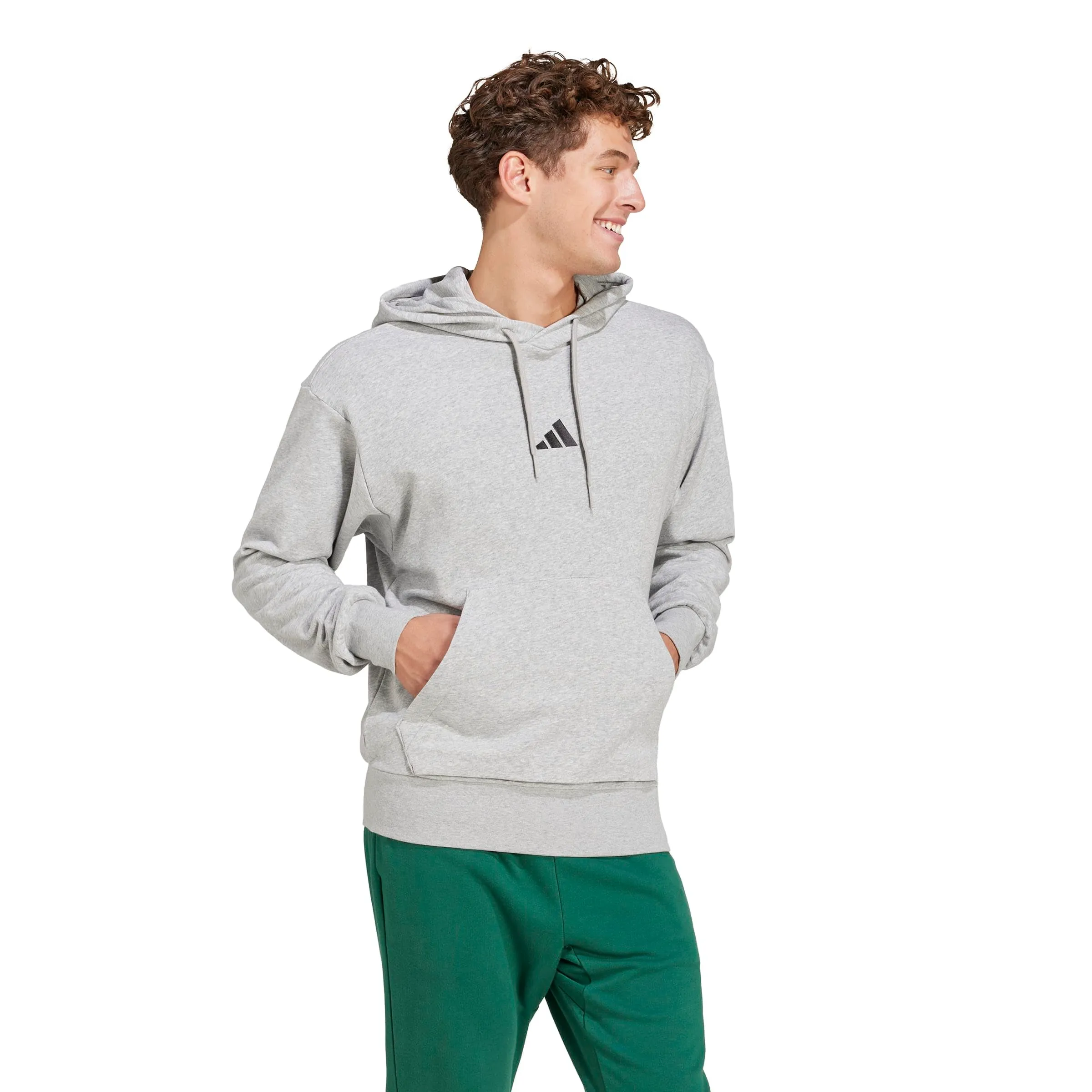 adidas Essentials Feelcozy French Terry Hoodie - Medium Grey Heather/Black - L - immagine 3