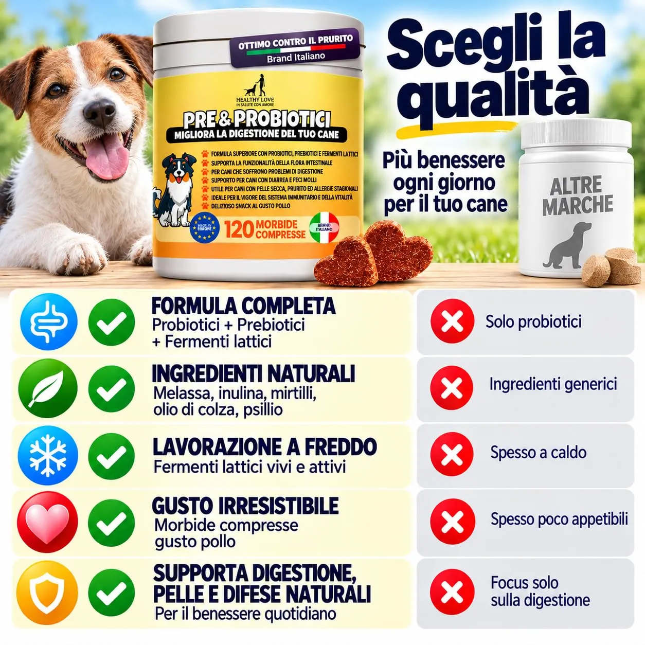 HEALTHY LOVE Probiotici per Cani, 120 Snack, Fermenti Lattici 240 g - immagine 7