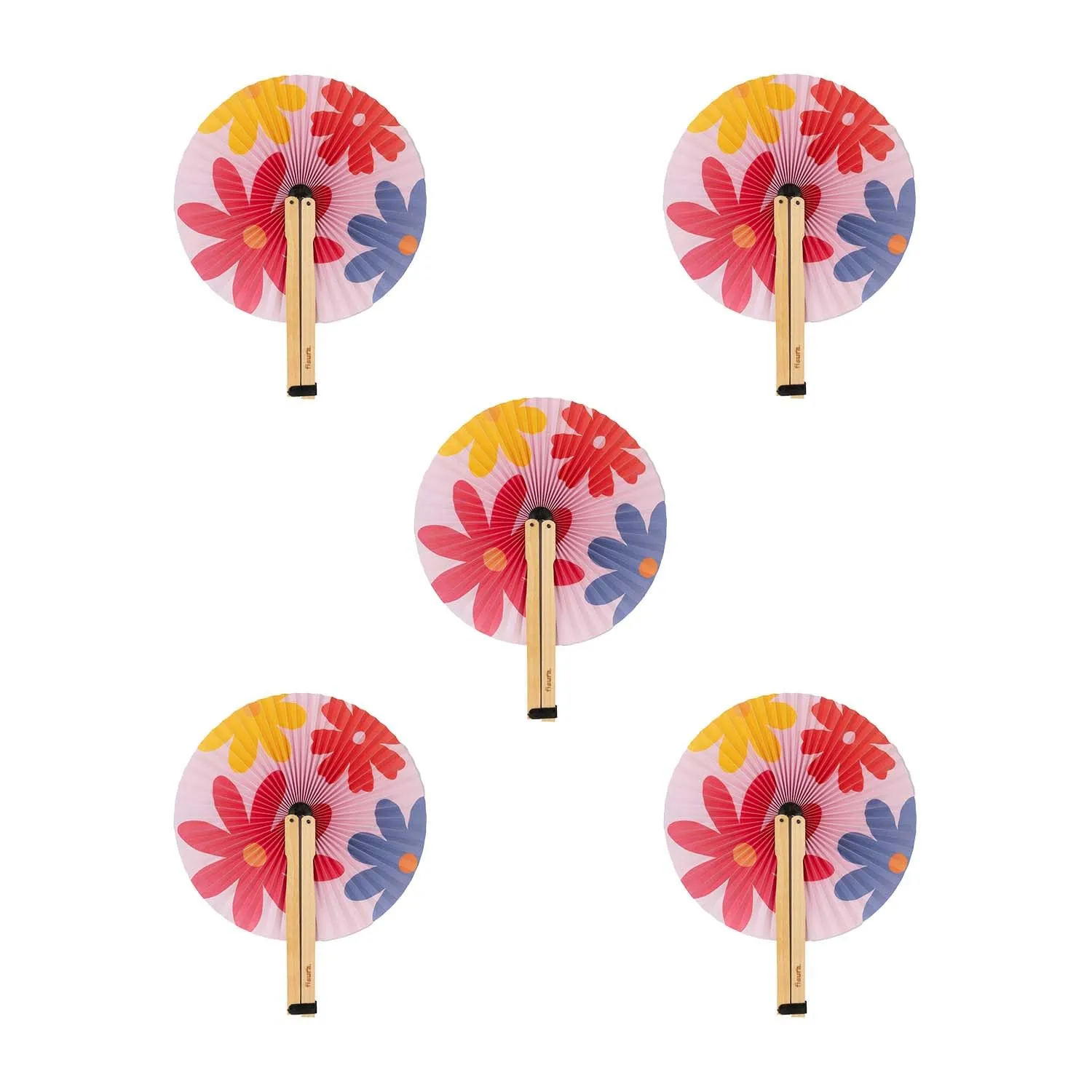 Fisura Ventaglio Rotondo Pieghevole 20 cm (Fiori, 5 unità) - immagine 1
