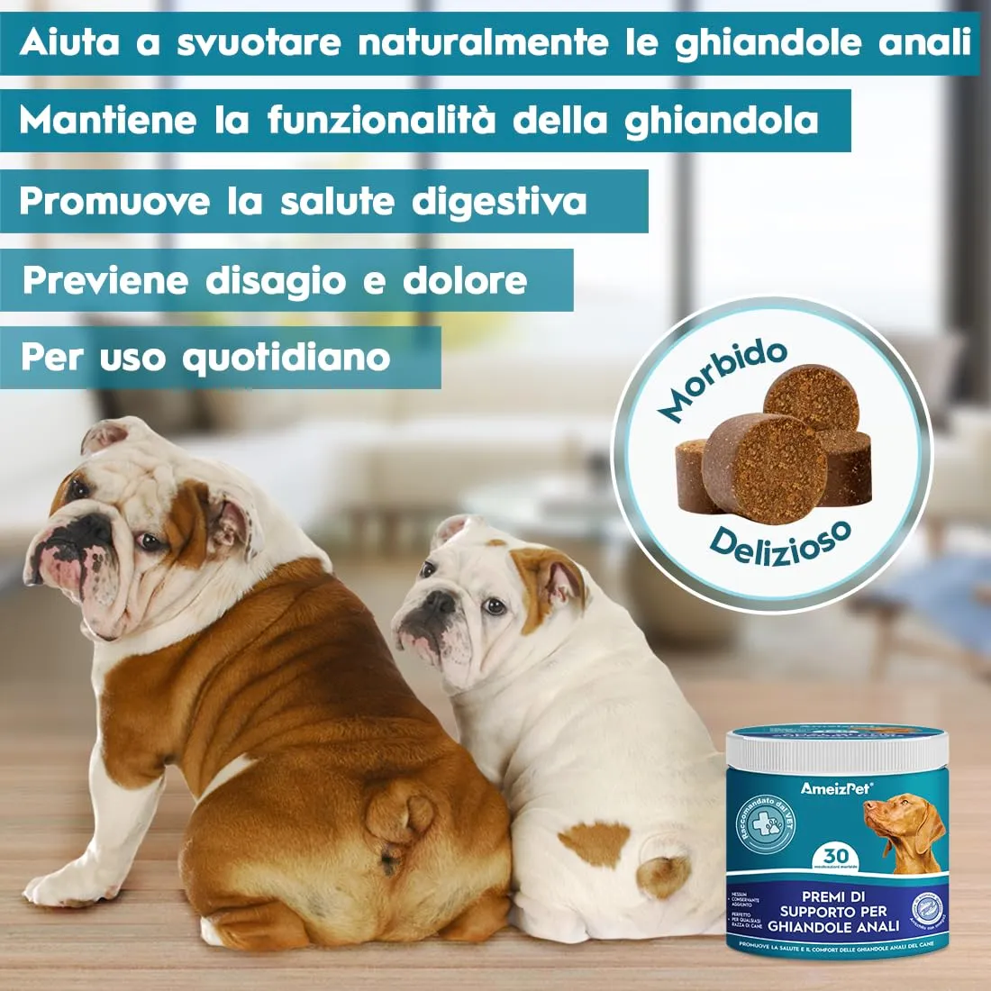 AmeizPet Masticabili Ghiandole Anali per Cani con Fibre, 30 pz - immagine 3