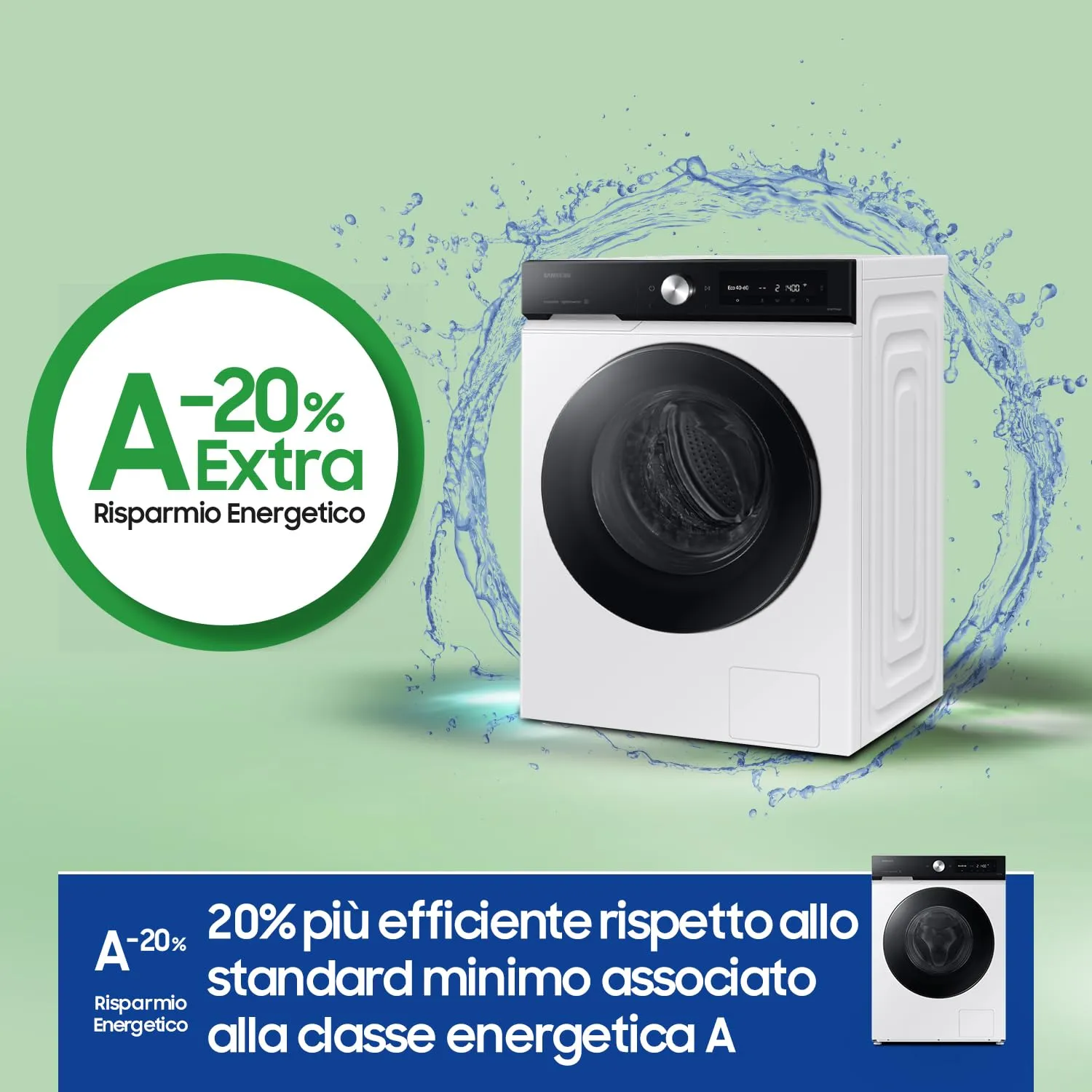 Samsung BESPOKE AI Lavatrice WW90DB7U94GE/U3, 9 kg, Bianco/Nero - immagine 5