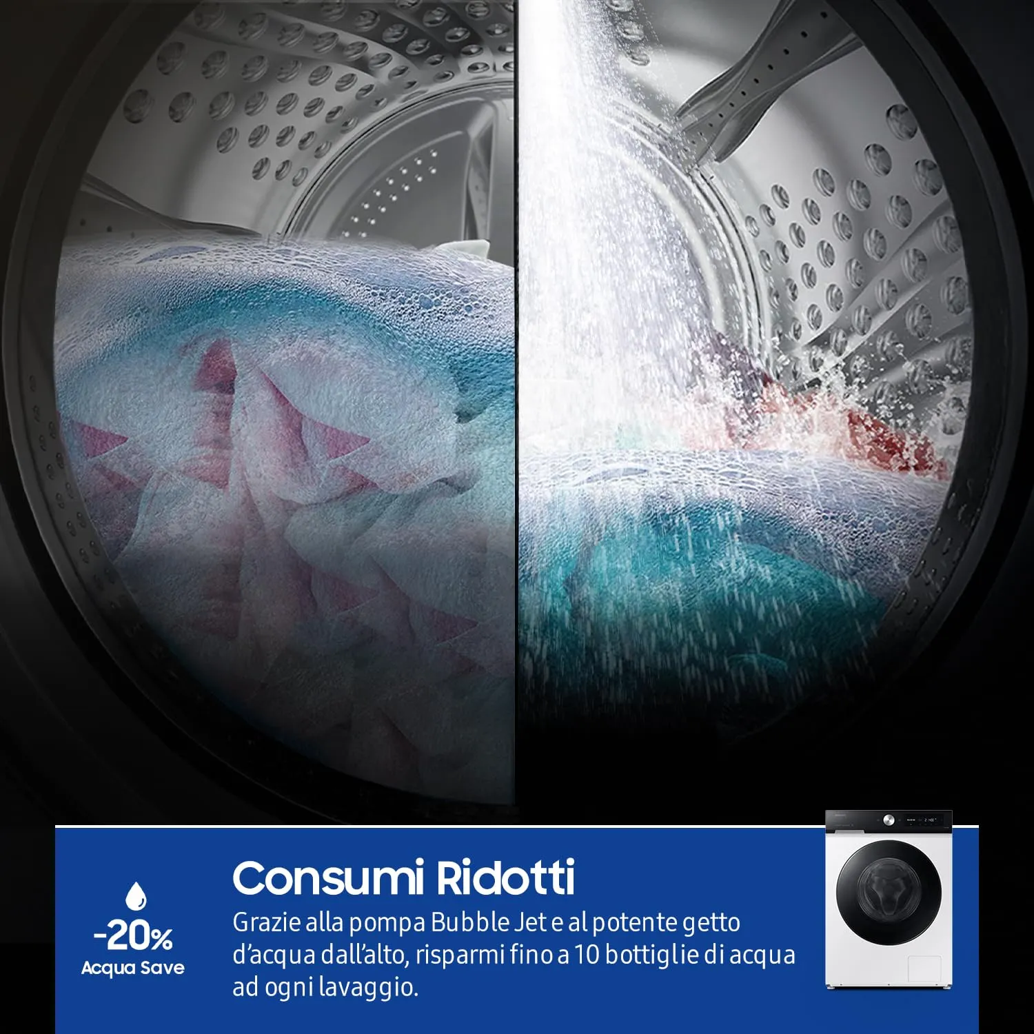 Samsung BESPOKE AI Lavatrice WW90DB7U94GE/U3, 9 kg, Bianco/Nero - immagine 7