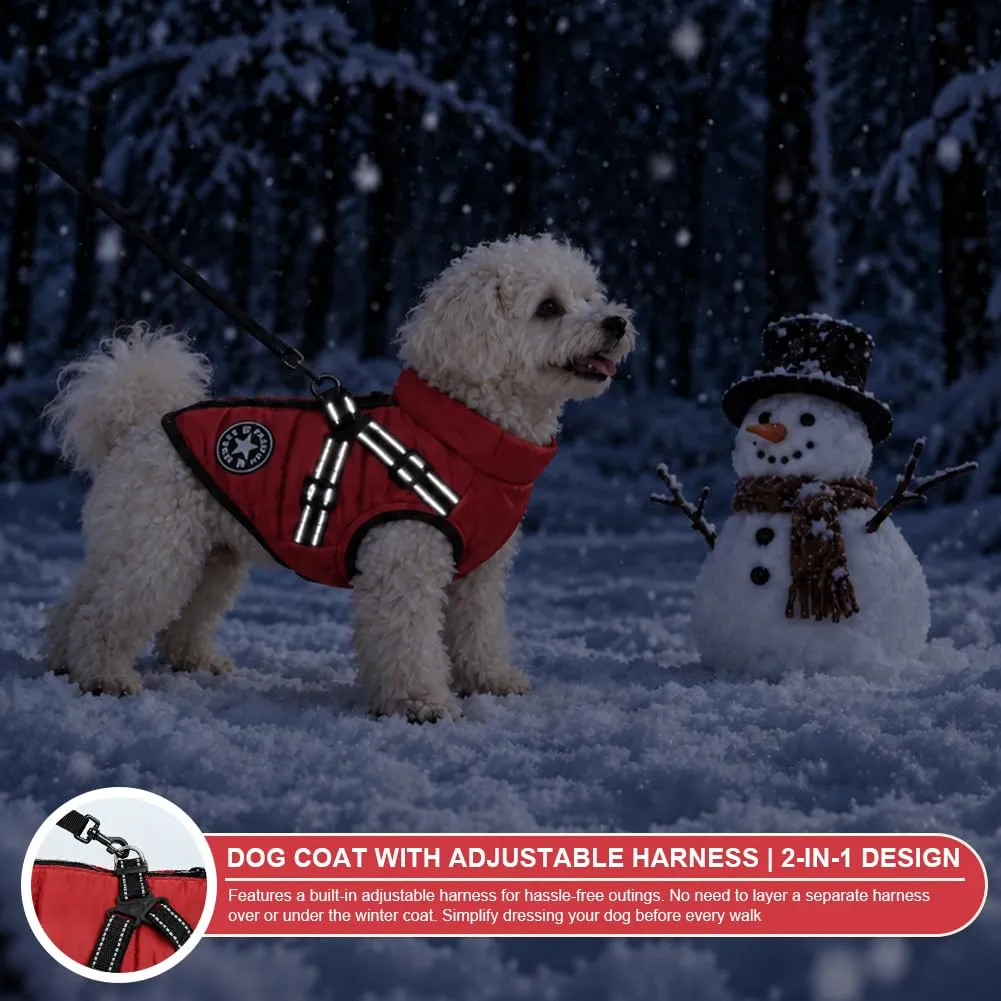 AUAUY Cappotto Cane Invernale con Pettorina, Rosso, M - immagine 5