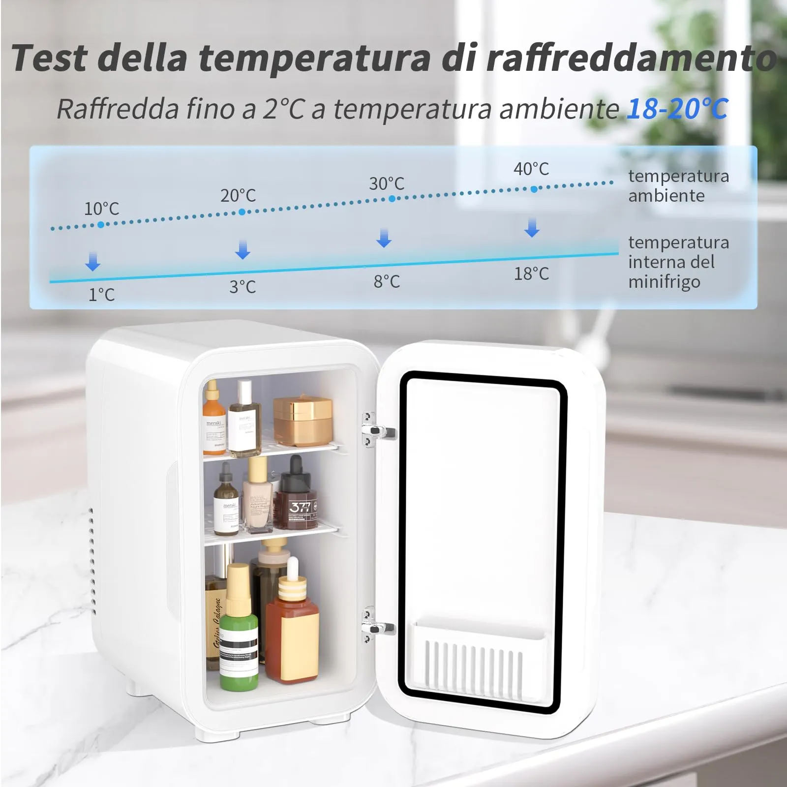YASHE Mini Frigorifero Termoelettrico 6 Litri, AC/DC, Bianco - immagine 4