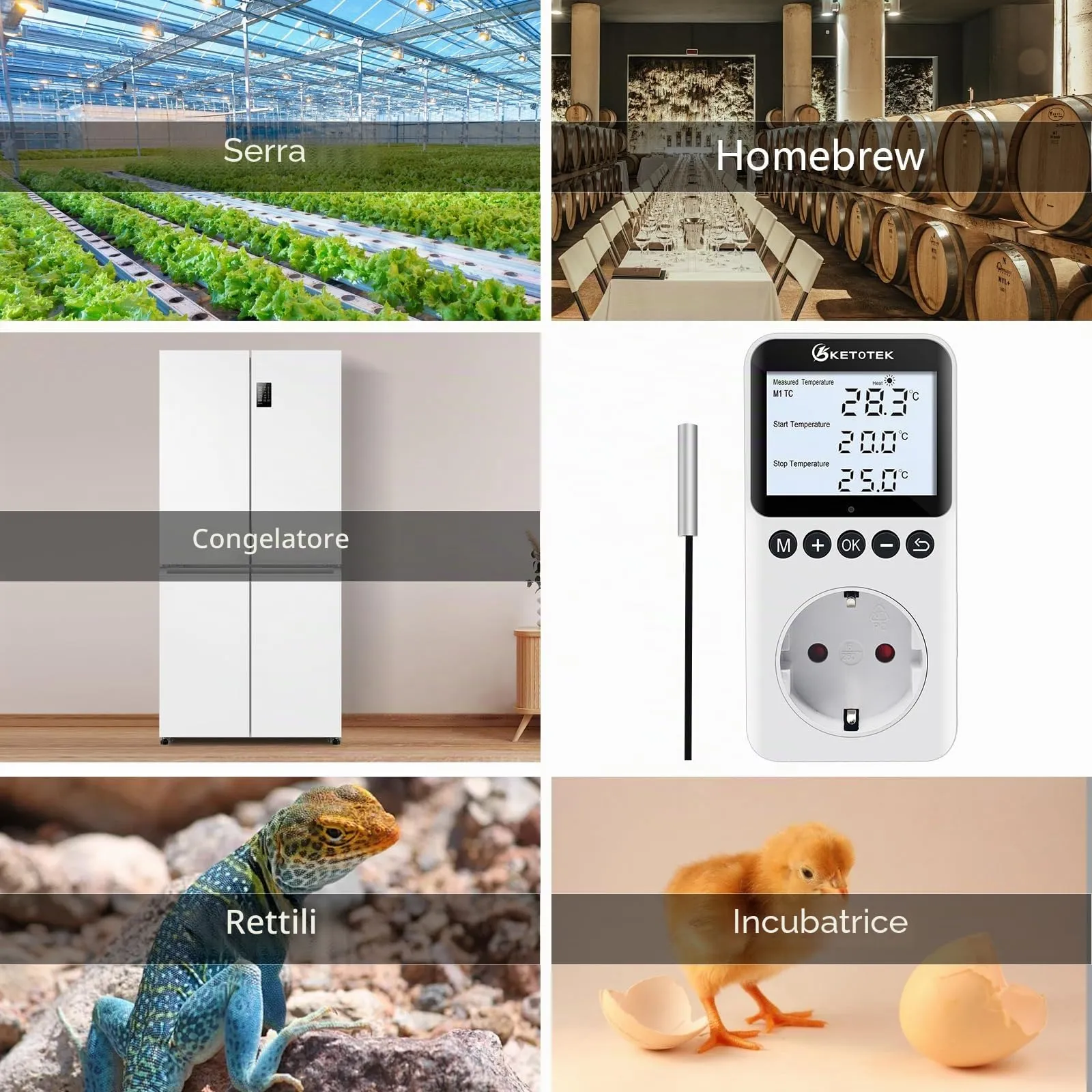 KETOTEK KT3200proBL Presa Termostato Digitale Giorno/Notte con Timer e Retroilluminazione per Rettili, Terrario, Incubatore e Serra - immagine 7