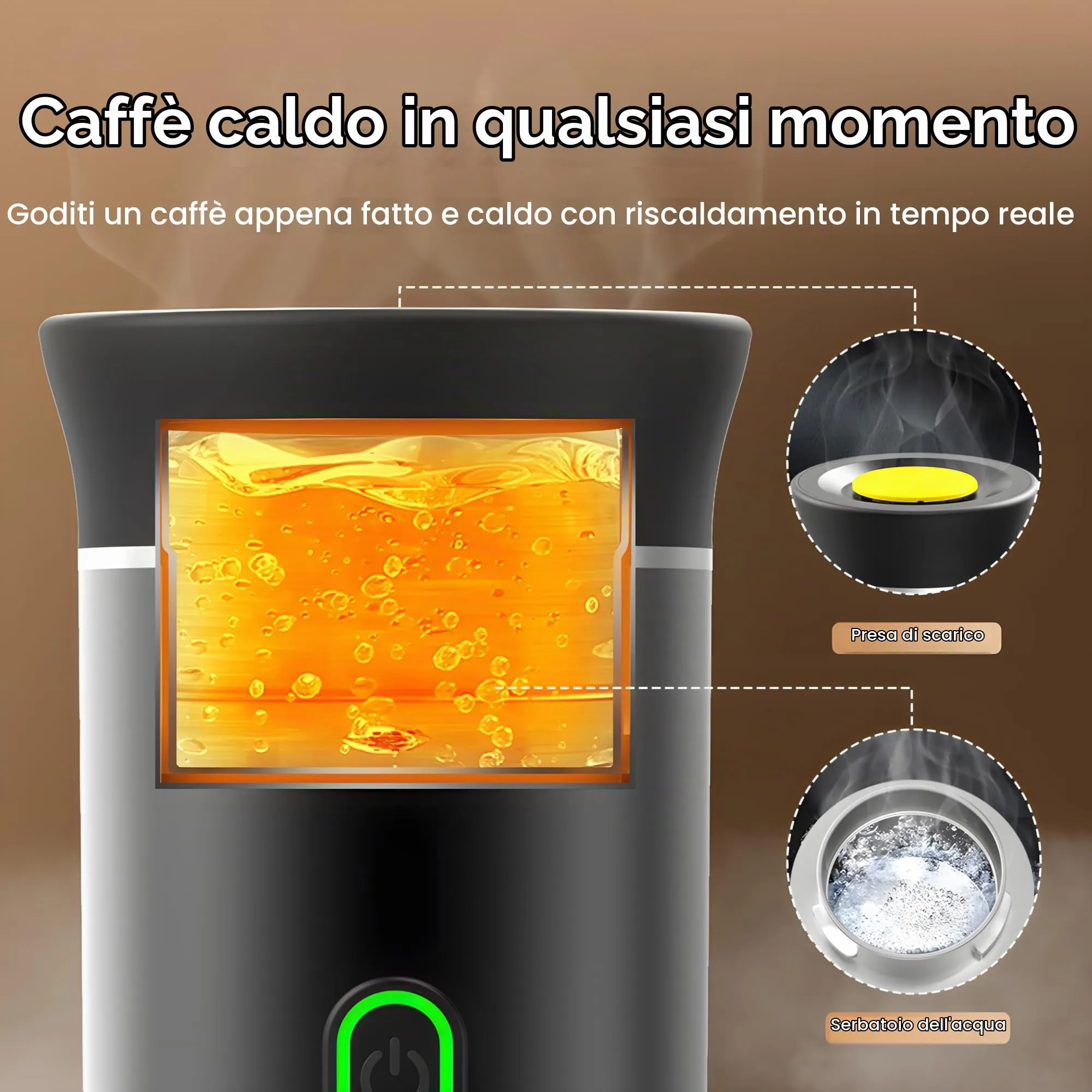 Winwj Macchina per caffè espresso elettrica portatile, compatibile con caffè macinato e capsule NS, 12V, Batteria 71.000 mAh, 20 bar - immagine 3