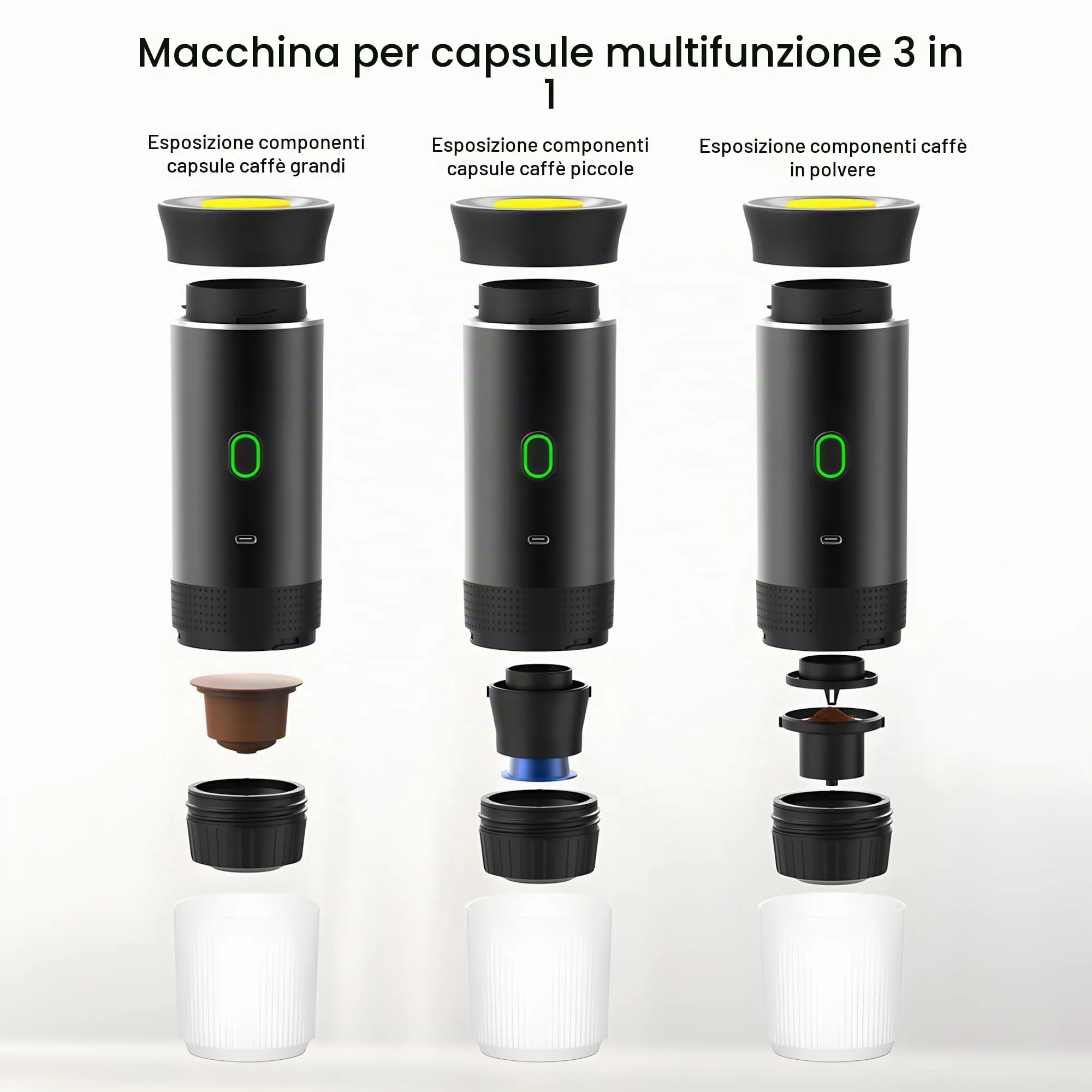 Winwj Macchina per caffè espresso elettrica portatile, compatibile con caffè macinato e capsule NS, 12V, Batteria 71.000 mAh, 20 bar - immagine 4