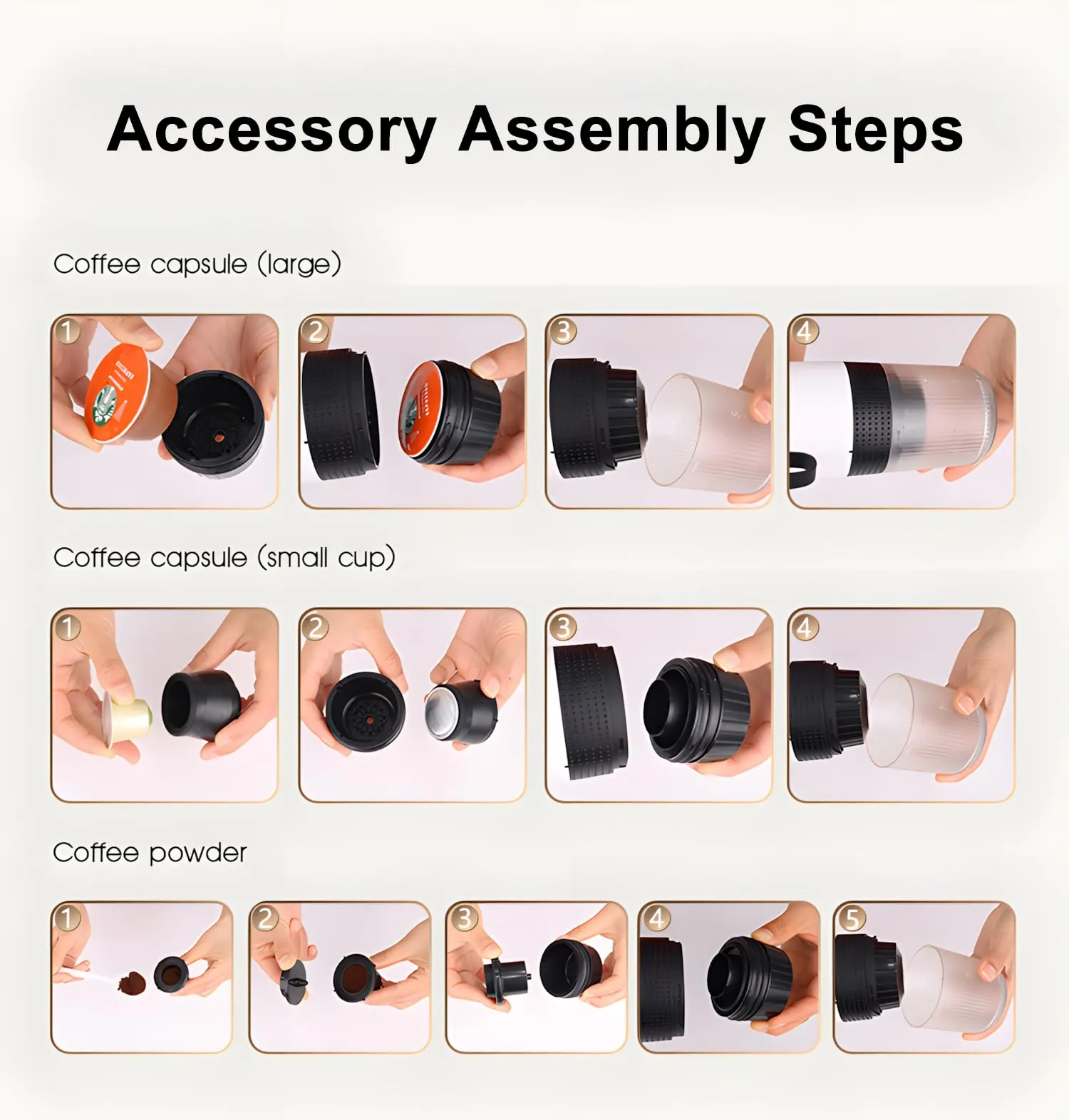 Winwj Macchina per caffè espresso elettrica portatile, compatibile con caffè macinato e capsule NS, 12V, Batteria 71.000 mAh, 20 bar - immagine 5