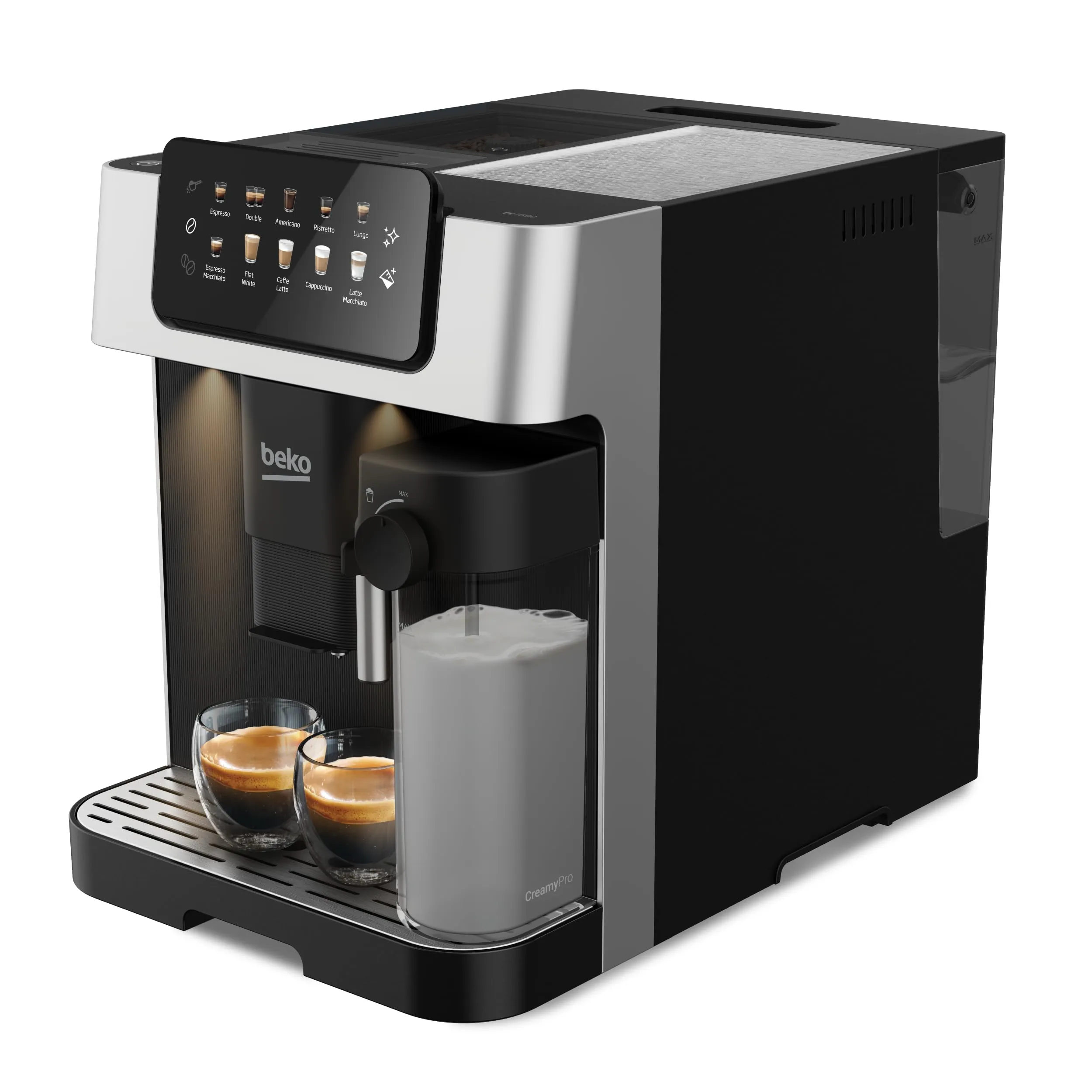 Beko CEG7304X Macchina Caffè Automatica in Grani con Lattiera, Display Touch, 19 Bar - Nero - immagine 1