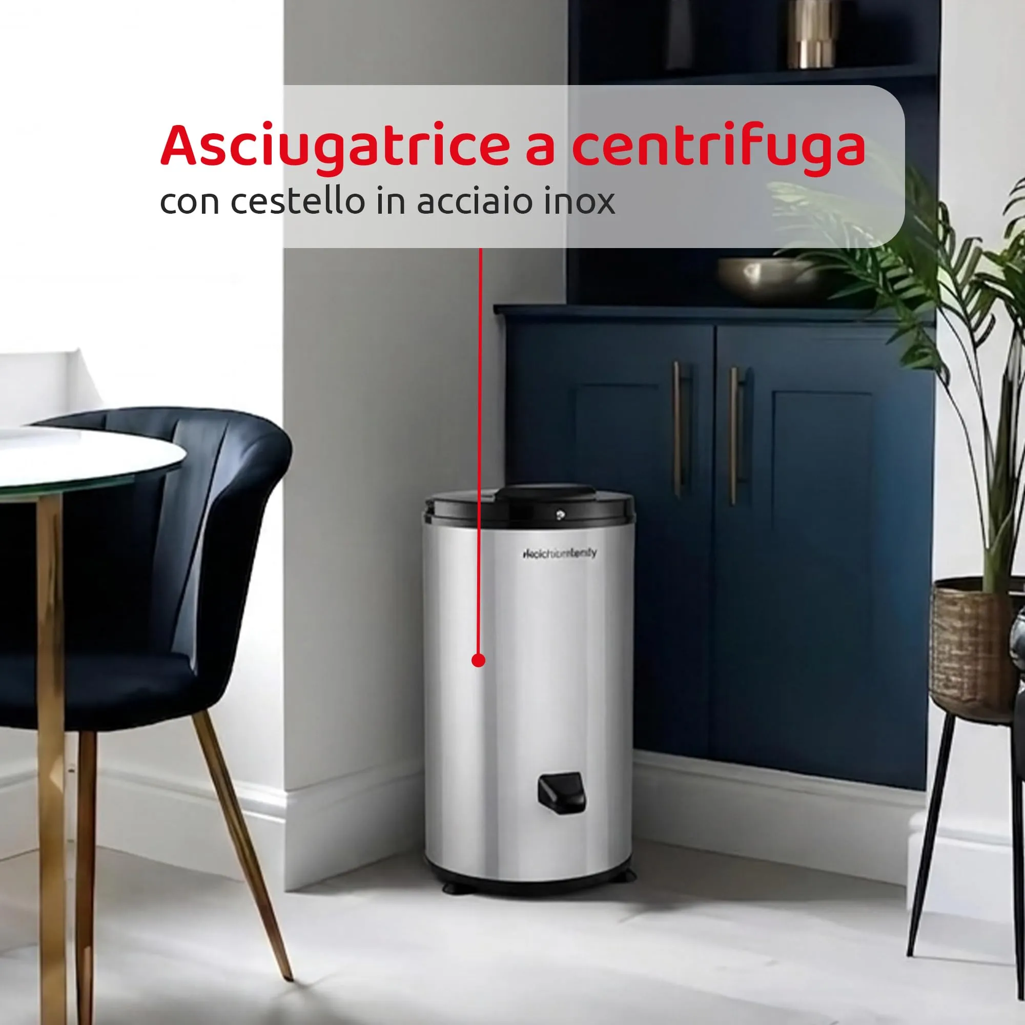 Melchioni Family Vertigo Asciugatrice a Centrifuga 3200 Giri/min, Acciaio Inox, Capacità 6 kg - immagine 3