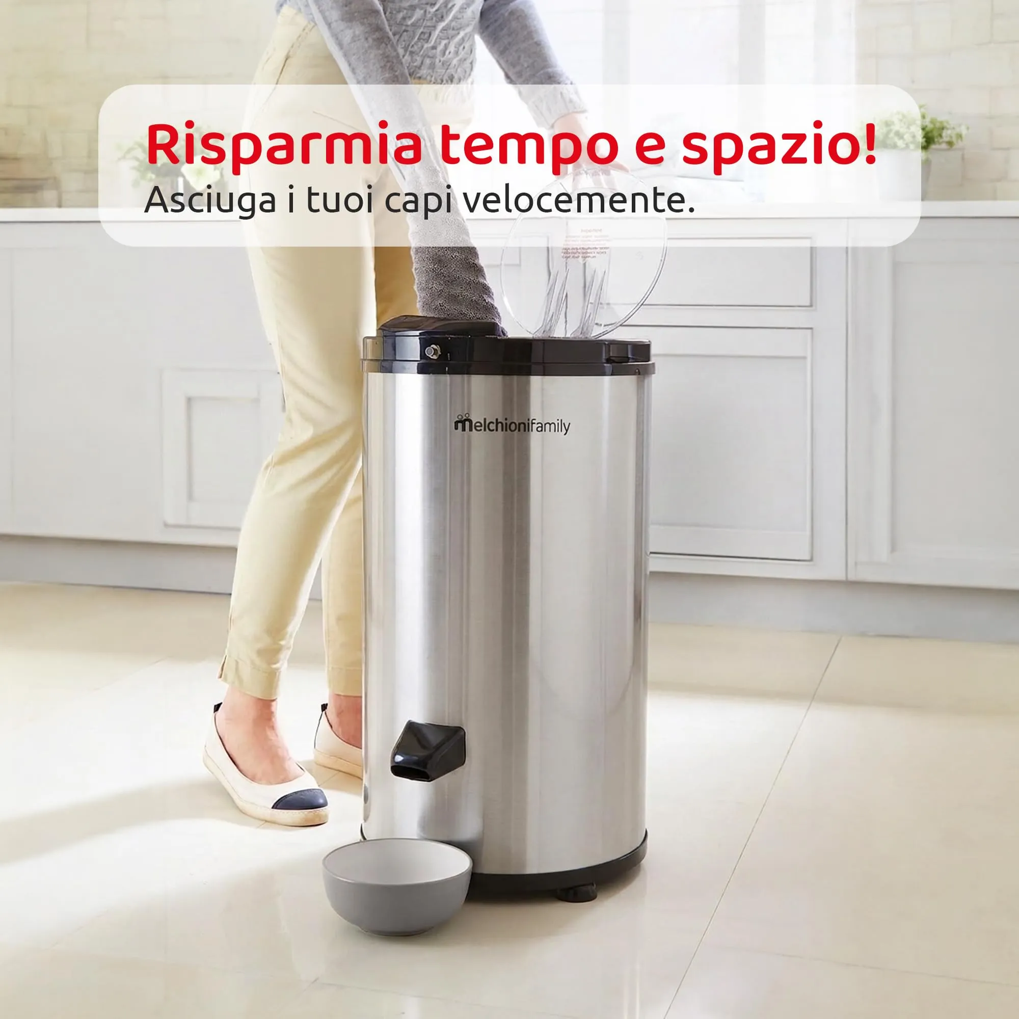 Melchioni Family Vertigo Asciugatrice a Centrifuga 3200 Giri/min, Acciaio Inox, Capacità 6 kg - immagine 7
