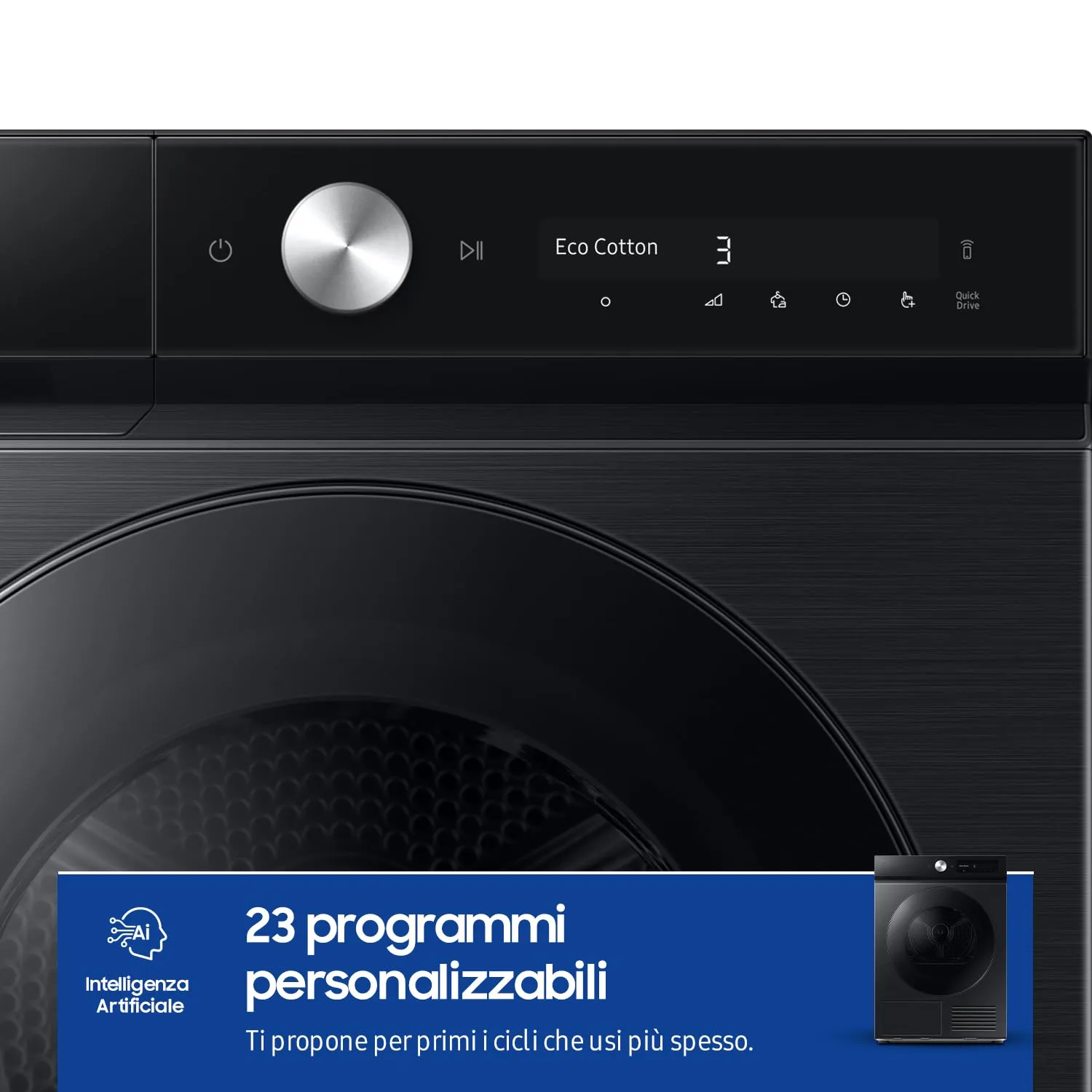 Samsung Bespoke AI DV90DB7845GB/U3 Asciugatrice Pompa di Calore 9 kg, Wifi, QuickDrive, AI Dry, Hygiene Dry, 60x85x60 cm - immagine 4