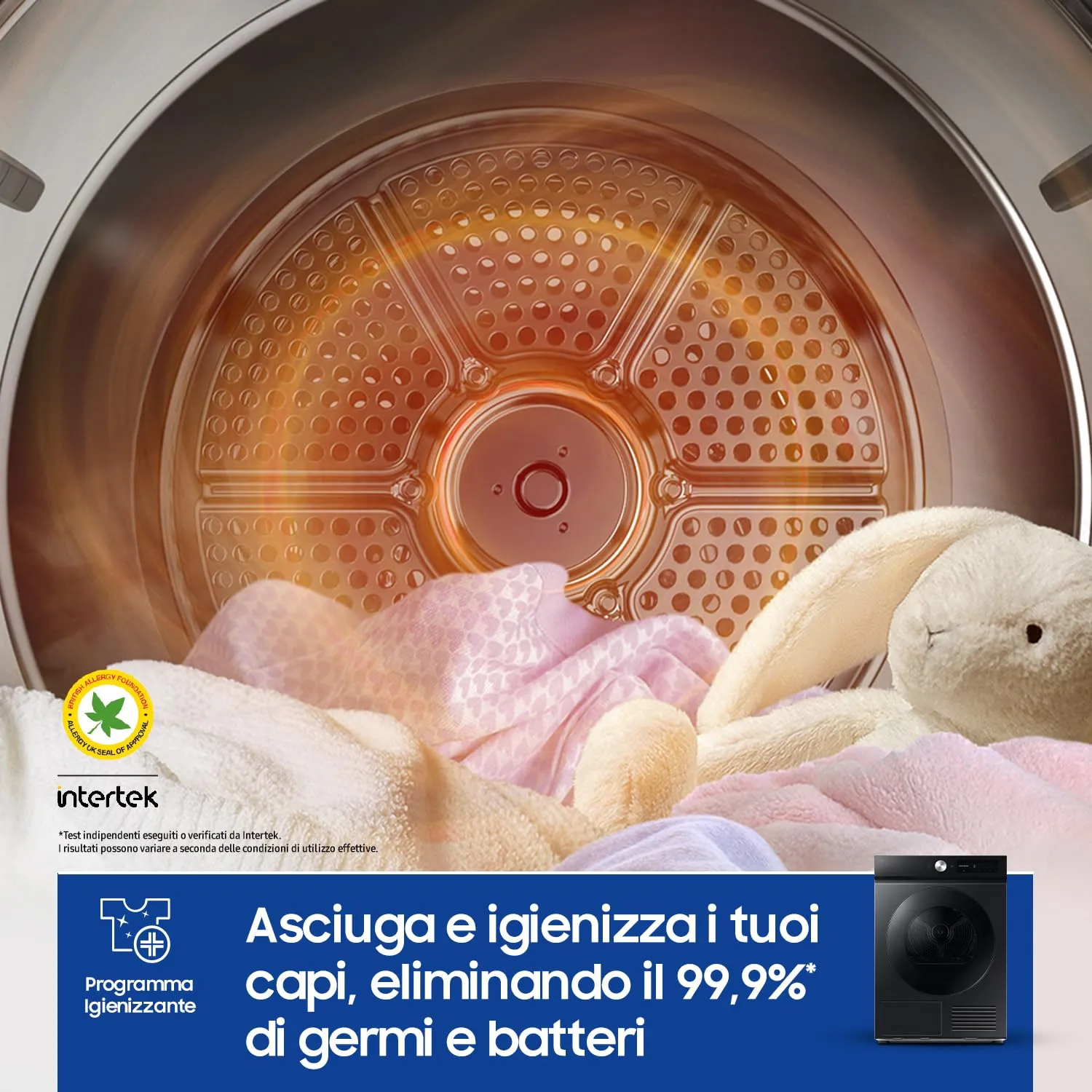 Samsung Bespoke AI DV90DB7845GB/U3 Asciugatrice Pompa di Calore 9 kg, Wifi, QuickDrive, AI Dry, Hygiene Dry, 60x85x60 cm - immagine 6