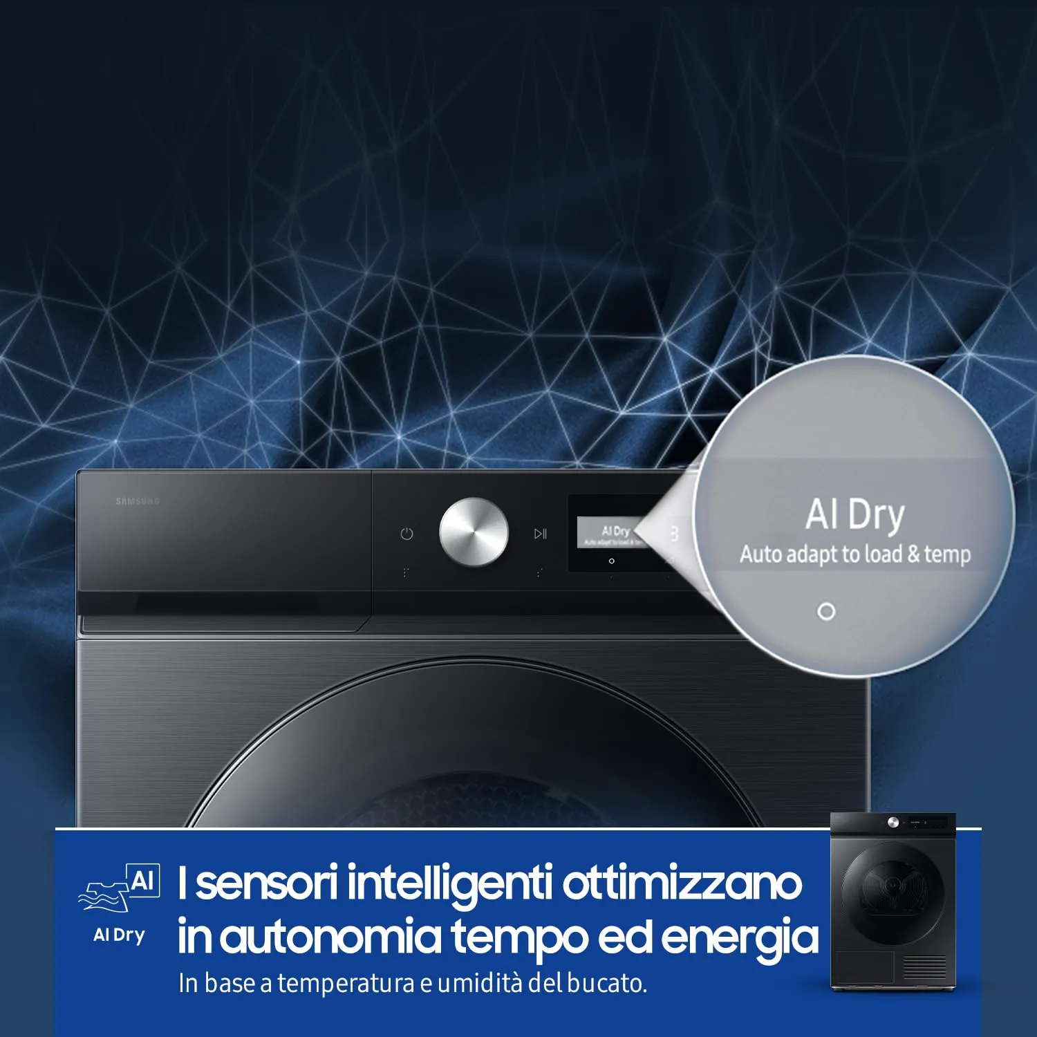 Samsung Bespoke AI DV90DB7845GB/U3 Asciugatrice Pompa di Calore 9 kg, Wifi, QuickDrive, AI Dry, Hygiene Dry, 60x85x60 cm - immagine 9