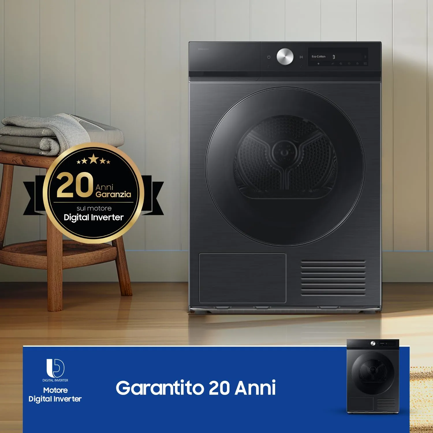 Samsung Bespoke AI DV90DB7845GB/U3 Asciugatrice Pompa di Calore 9 kg, Wifi, QuickDrive, AI Dry, Hygiene Dry, 60x85x60 cm - immagine 10