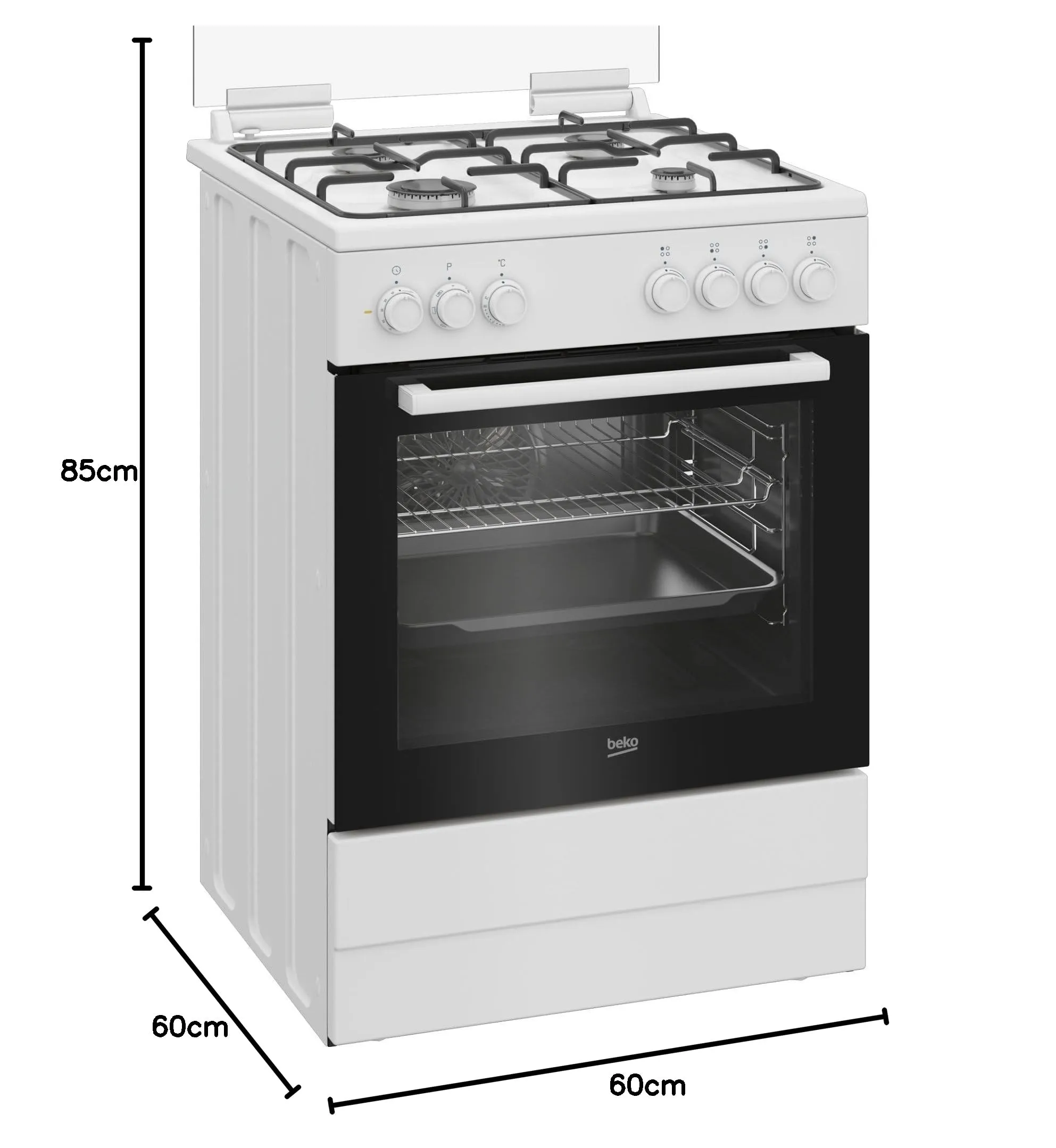 Beko FBE62011WC Cucina a gas con forno elettrico, 60x60 cm, Classe A, Bianco - immagine 7