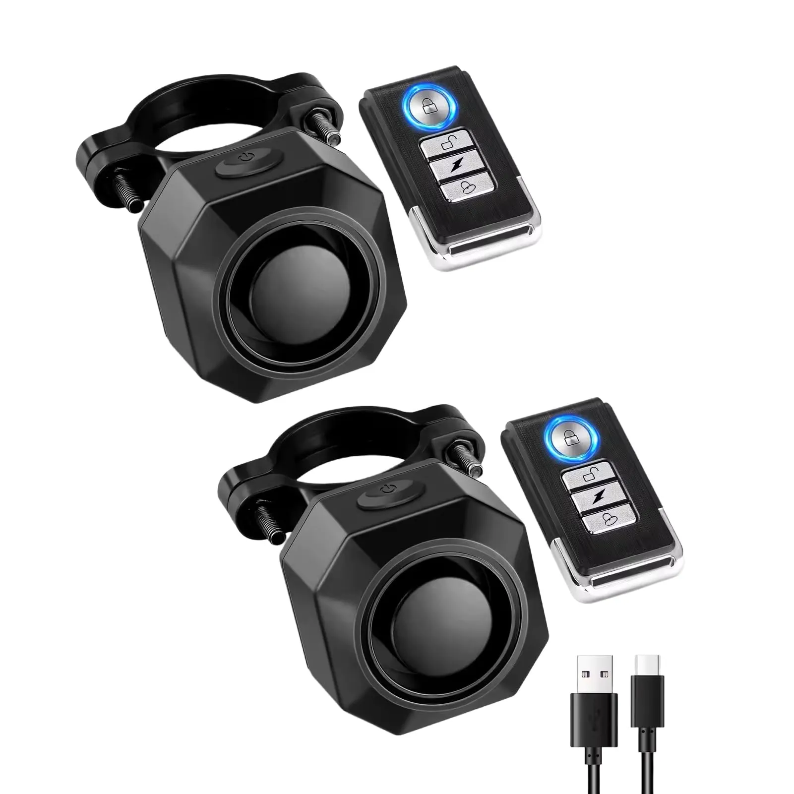 Mengshen Allarme Vibrazione Wireless Ricaricabile USB-C per Bici, Ebike, Moto, Scooter e Auto, Confezione da 2, MS-Z30 - immagine 1