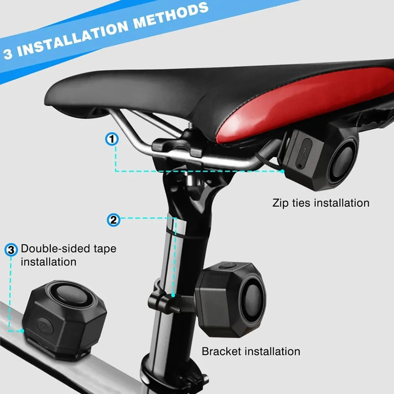 Mengshen Allarme Vibrazione Wireless Ricaricabile USB-C per Bici, Ebike, Moto, Scooter e Auto, Confezione da 2, MS-Z30 - immagine 5