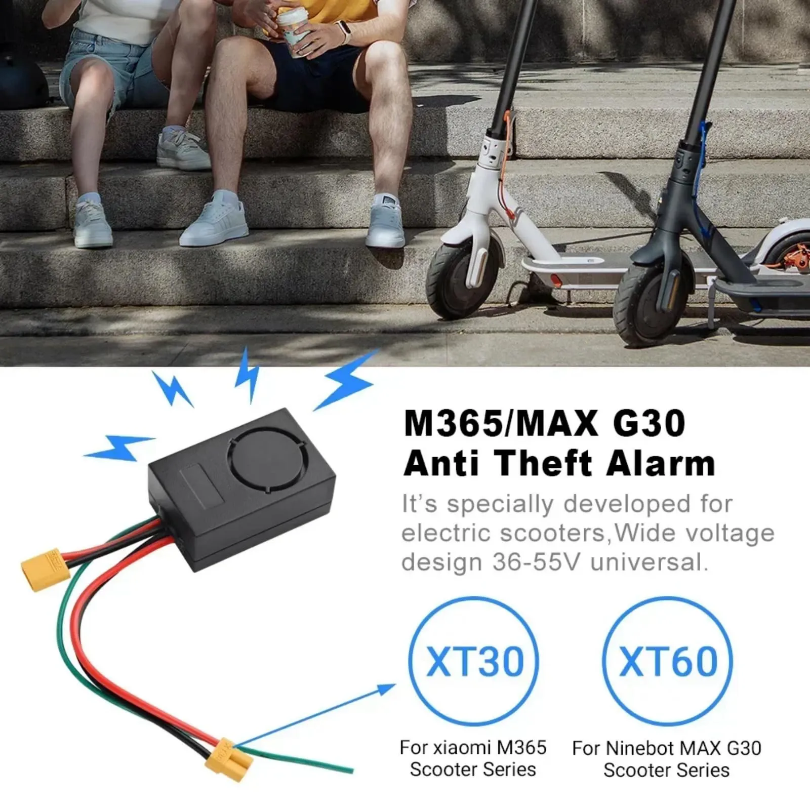 XBERSTAR Allarme Antifurto 115dB per Scooter Elettrico Xiaomi M365 (Interfacce XT30) - immagine 5