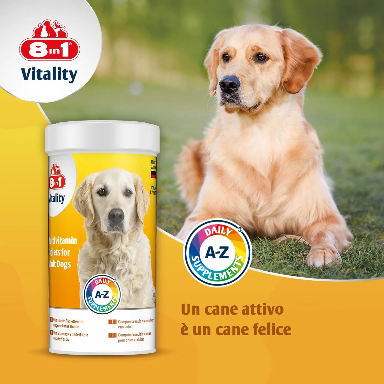8in1 Vitamine per Cani Adulti, Integratore Multivitaminico, 70 Compresse - immagine 2