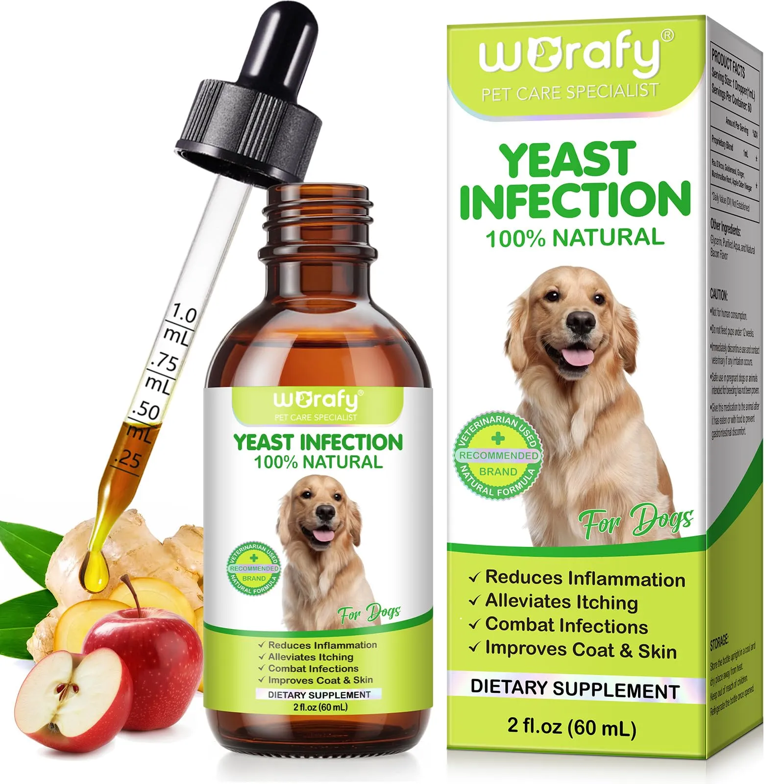 CiAIplw Gocce per Infezioni da Lieviti per Cani, Orecchie e Pelle, 60ml - immagine 1