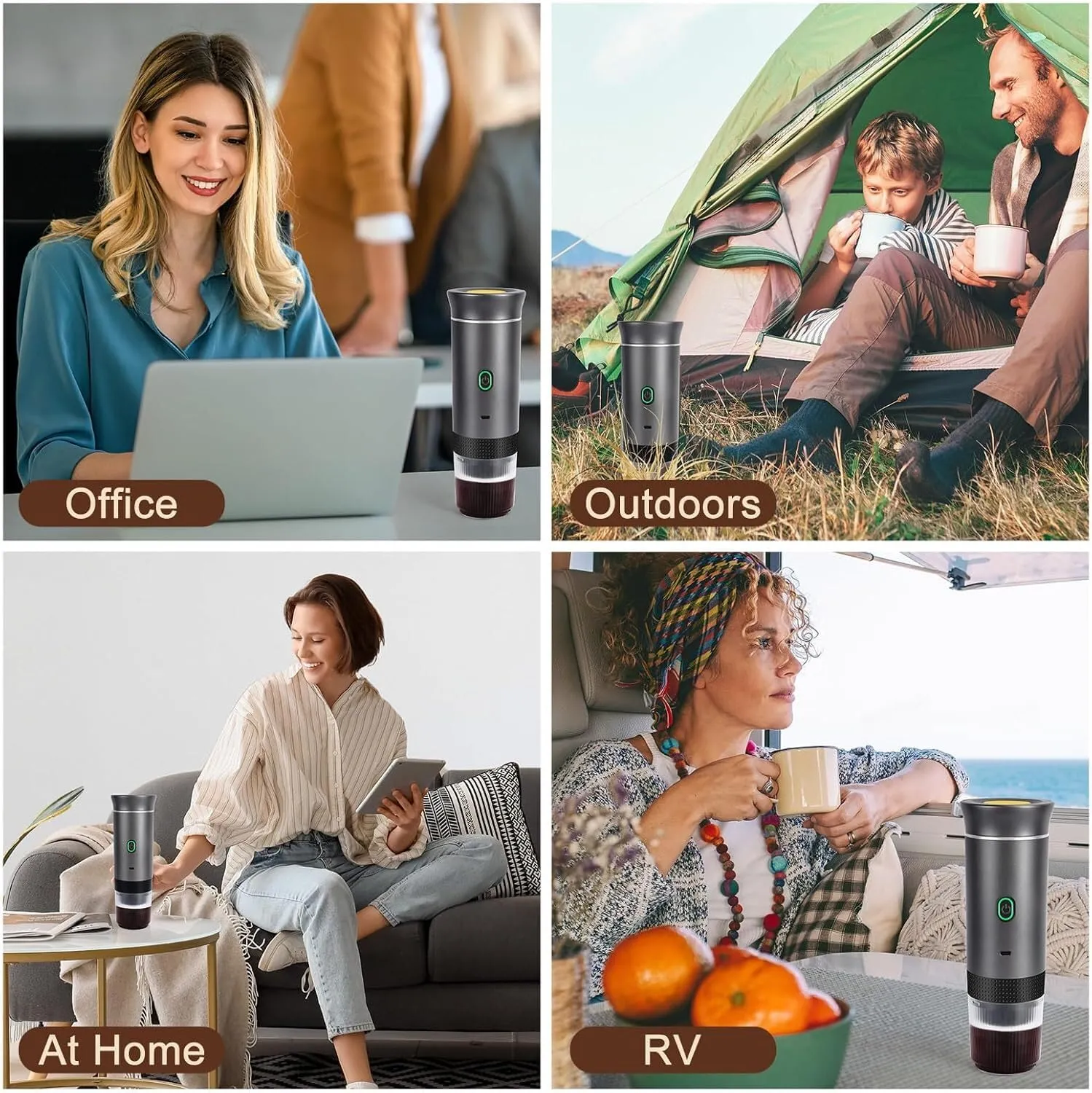 Frilla ESPRESSNA Macchina per Espresso Portatile 3 in 1, Compatibile con Capsule Nespresso, Dolce Gusto e Caffè Macinato, 20 Bar, Autoriscaldante, USB-C - immagine 7